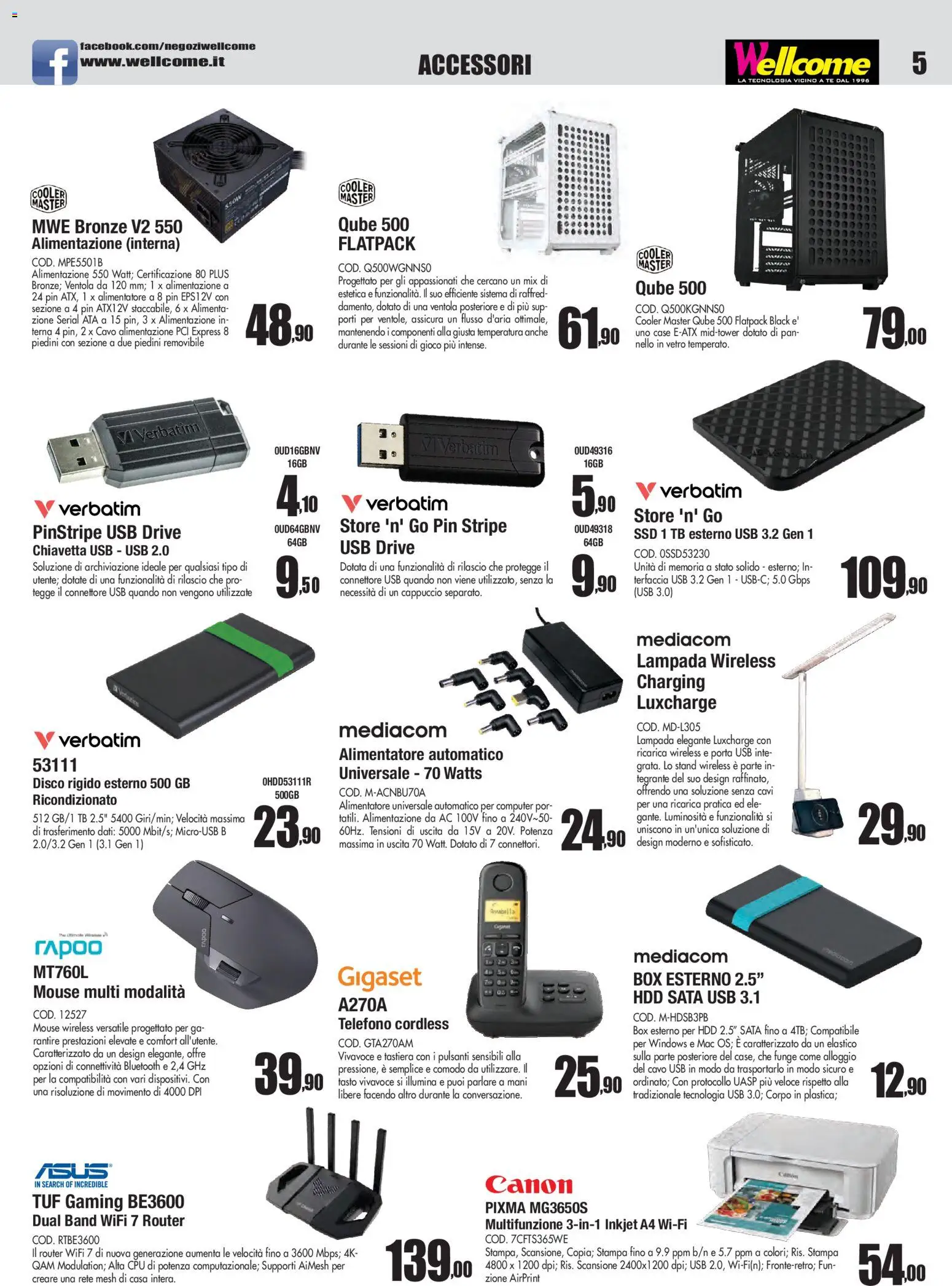 Volantino Wellcome del 06.11.2025 | Pagina: 5 | Prodotti: Telefono, Computer, Cavo, Disco