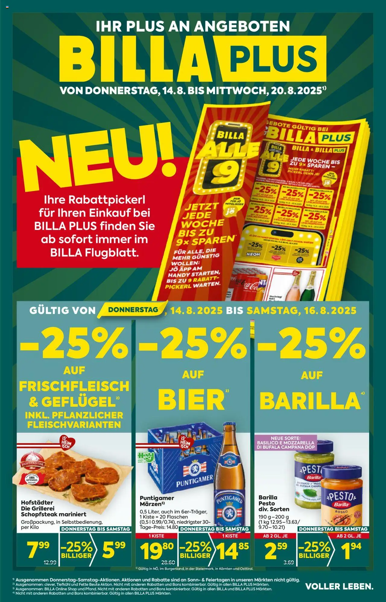 Billa Plus Flugblatt - Kärnten gültig ab 14.08.2025 | Seite: 1 | Produkte: Bier