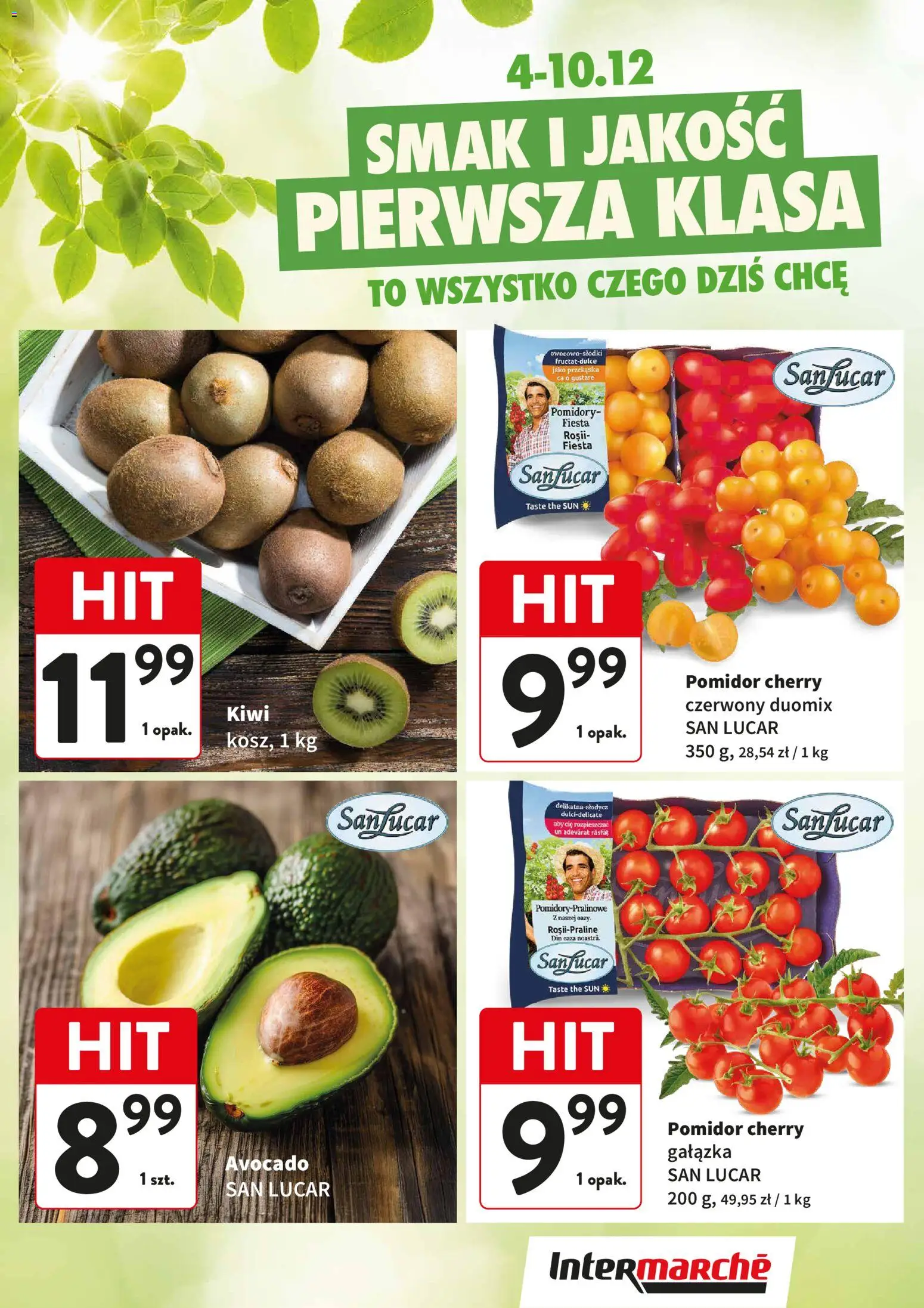 Intermarche Gazetka - Świeży Hit od 04.12.2025 | Strona: 1 | Produkty: Pomidor cherry, Pomidory, Kiwi