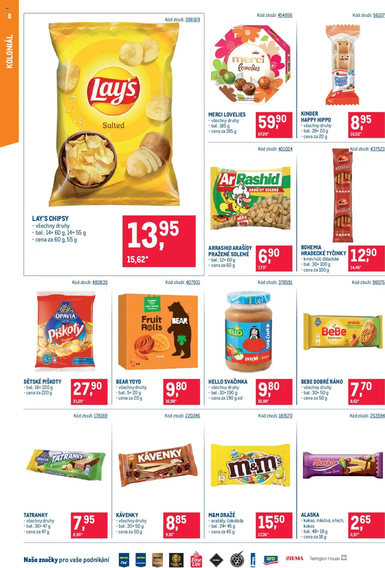 Makro leták - Maloobchod od 04.06.2025 | Strana: 8 | Produkty: Tatranky, Arašídy, Tyčinky Bohemia, Lay's