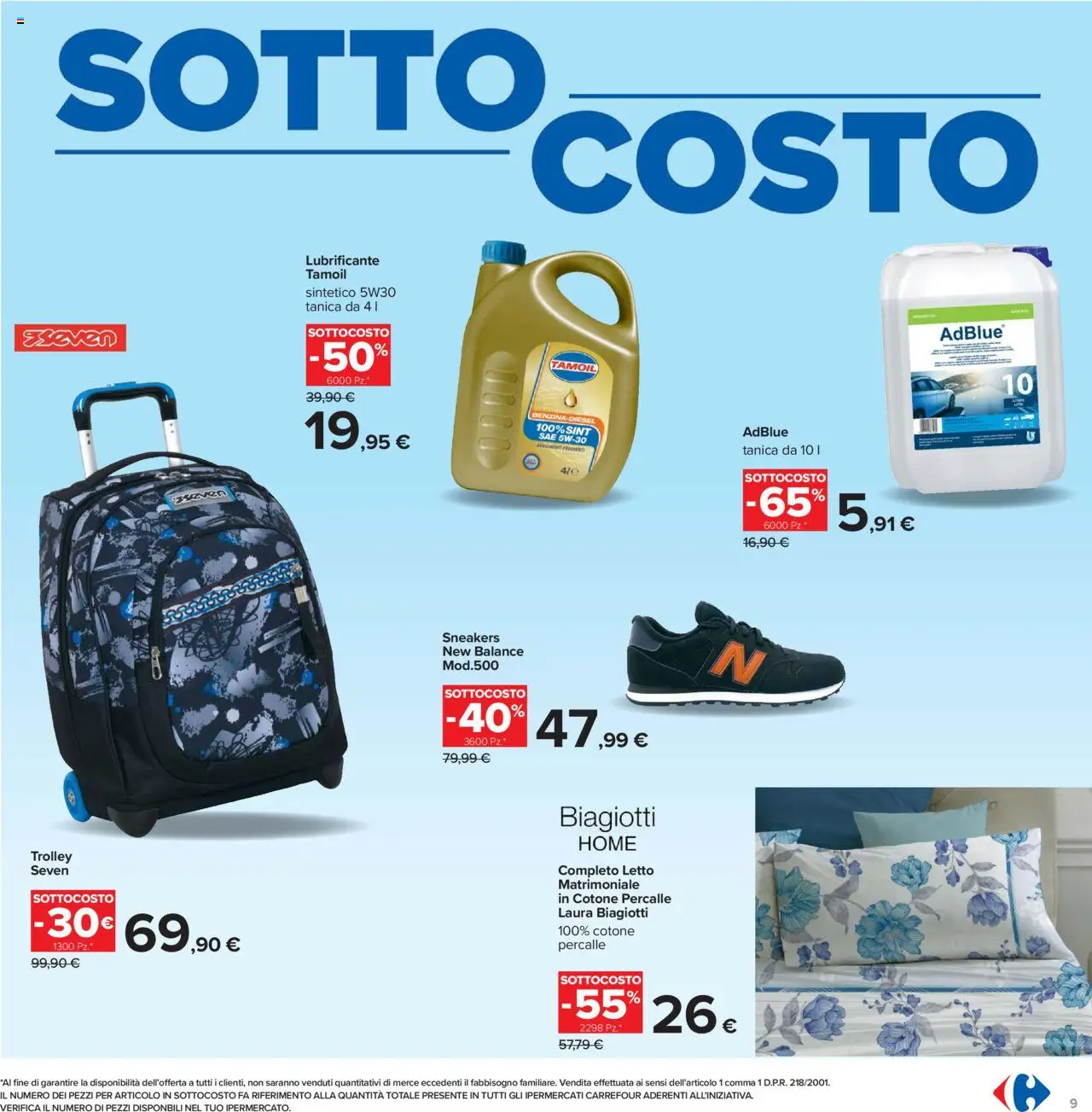 Volantino Carrefour del 05.09.2025 | Pagina: 9 | Prodotti: Lubrificante, Letto matrimoniale, Tanica, Letto