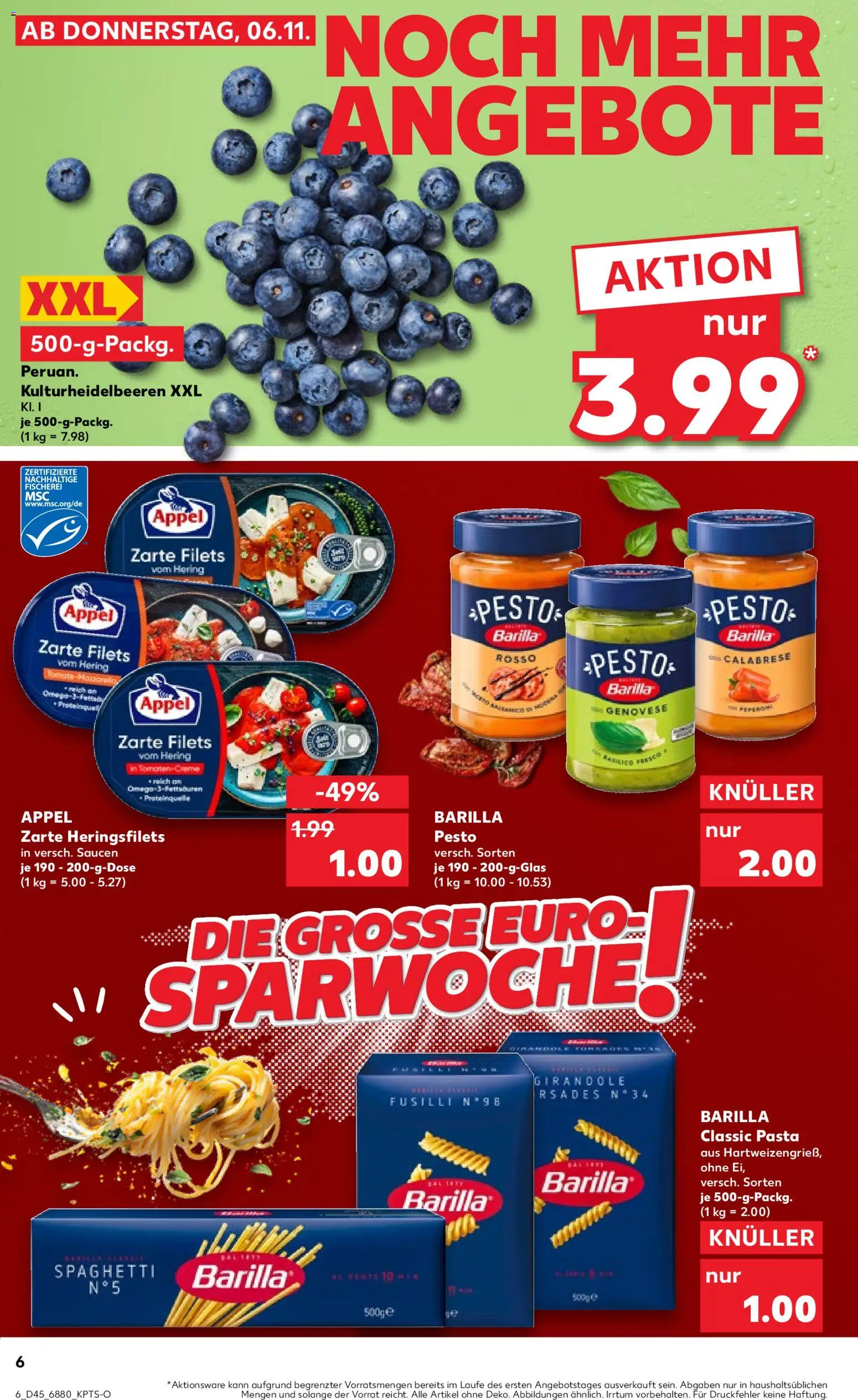 Kaufland prospekt Völklingen	 – gültig ab 09.11.2025 | Seite: 6 | Produkte: Barilla, Barilla pesto, Pasta