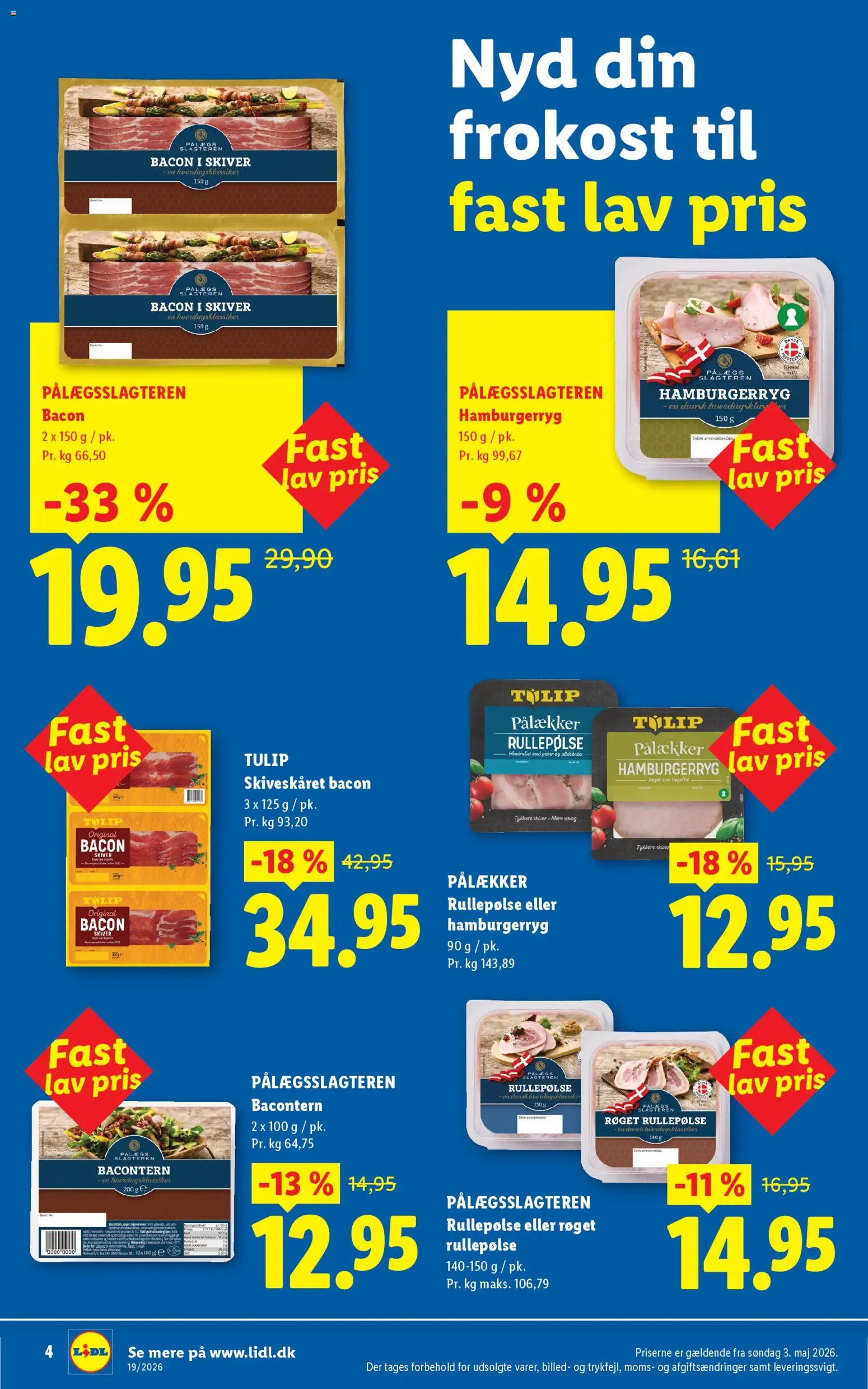 Lidl tilbudsavis – gyldig fra 03.05.2026 | Side: 4 | Produkter: Rullepølse, Peber, Bacon, Hamburgerryg