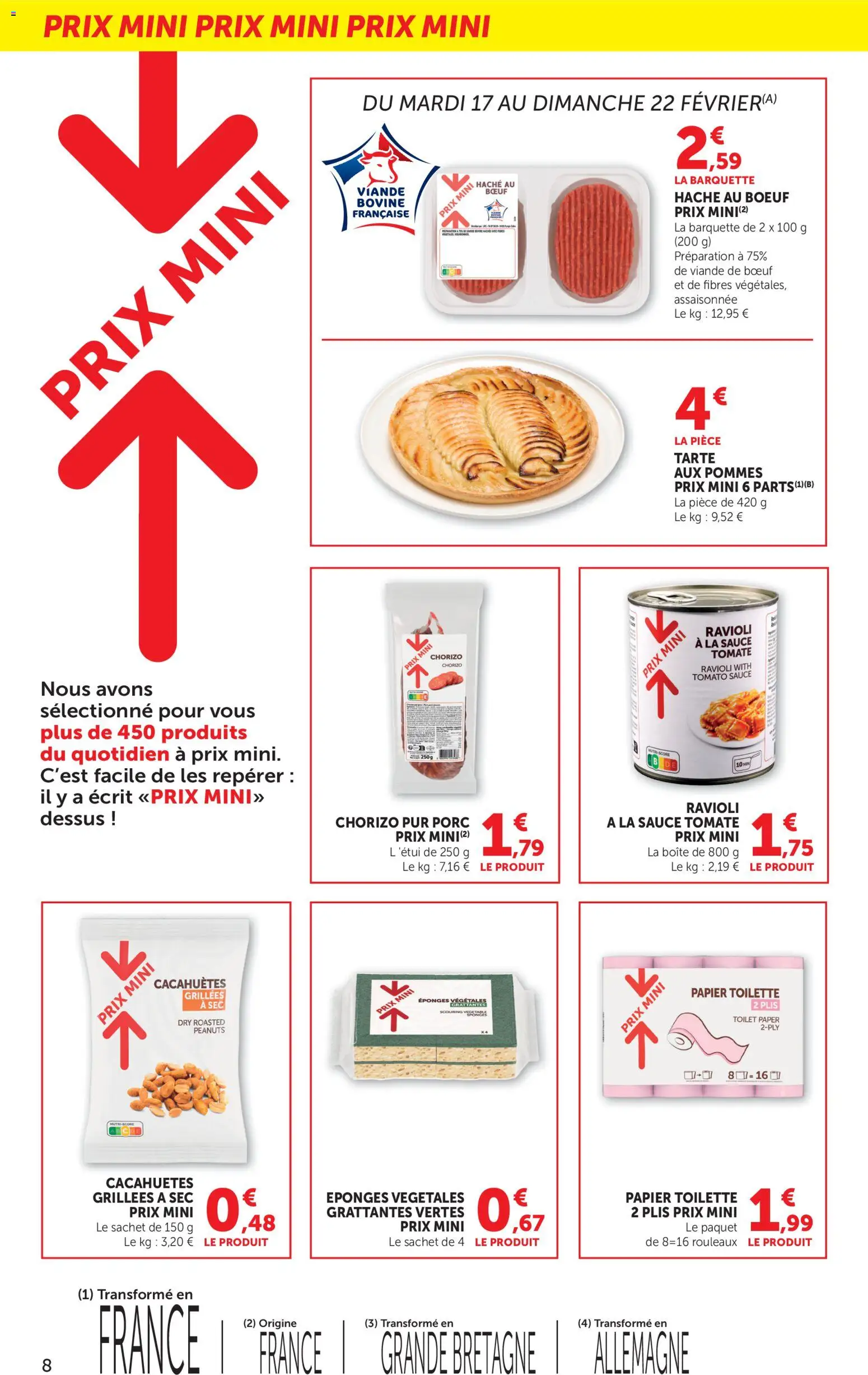 {H1} | Page: 8 | Produits: Viande de bœuf, Porc, Pommes, Tarte aux pommes