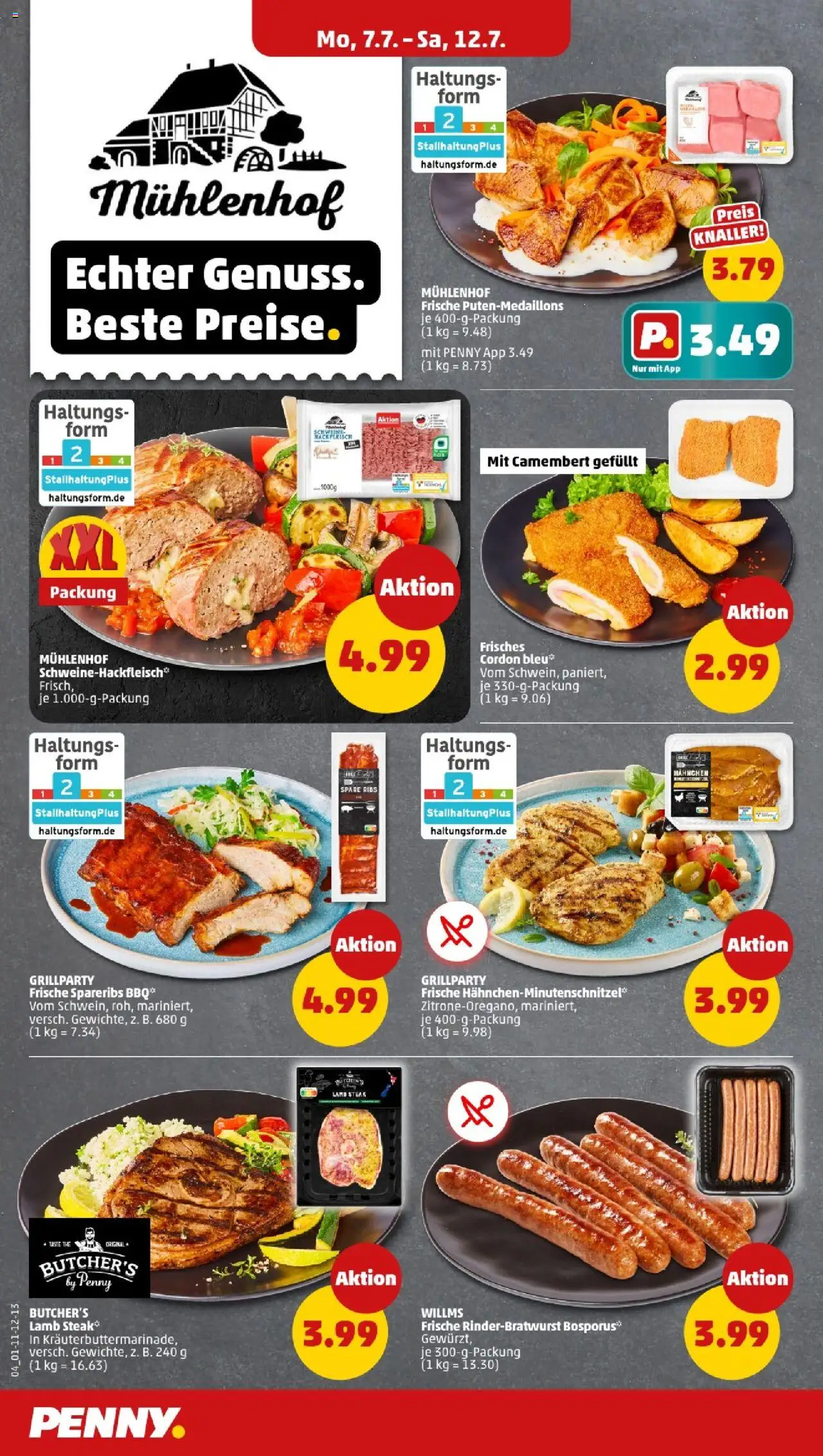 Penny - Sachsen-Anhalt - gültig ab dem 07.07.2025 | Seite: 4 | Produkte: Hahnchen, Spare ribs, Steak, Hackfleisch