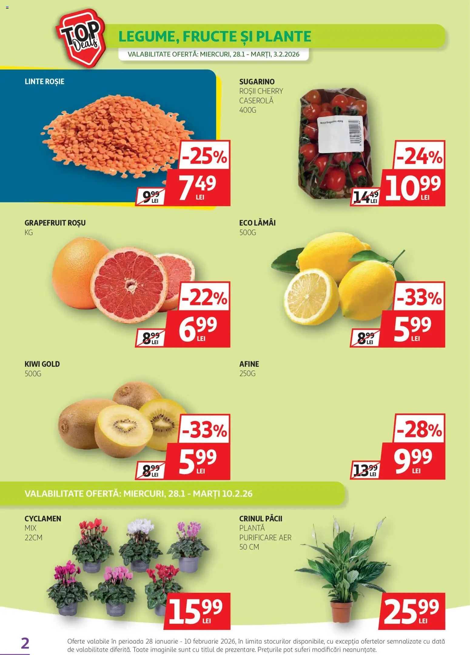 Noul catalog Auchan – valabil de la 28.01.2026 | Pagină: 2 | Produse: Afine, Roșii, Kiwi, Fructe