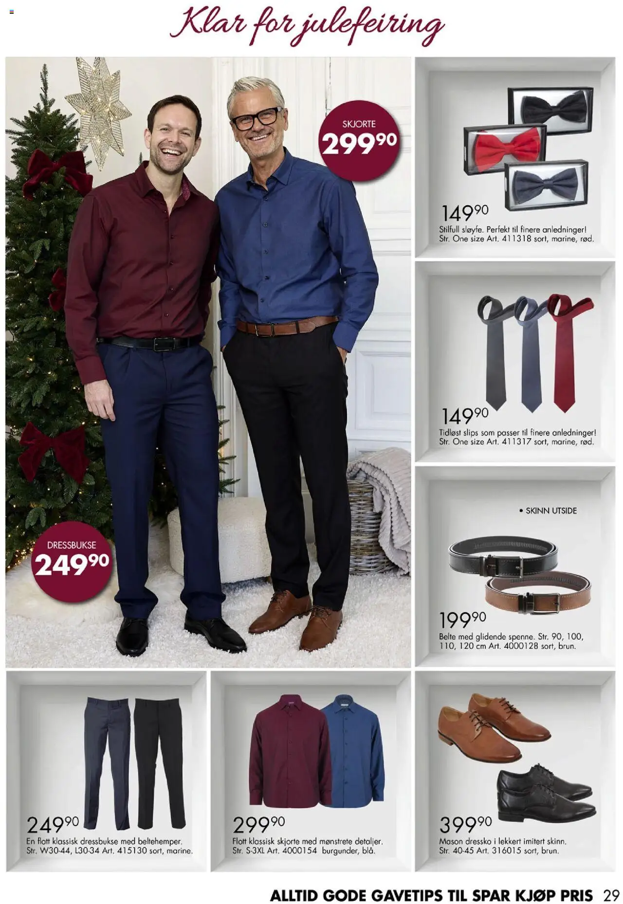 {H1} | Side: 29 | Produkter: Skjorte, Belte, Dressko, Slips