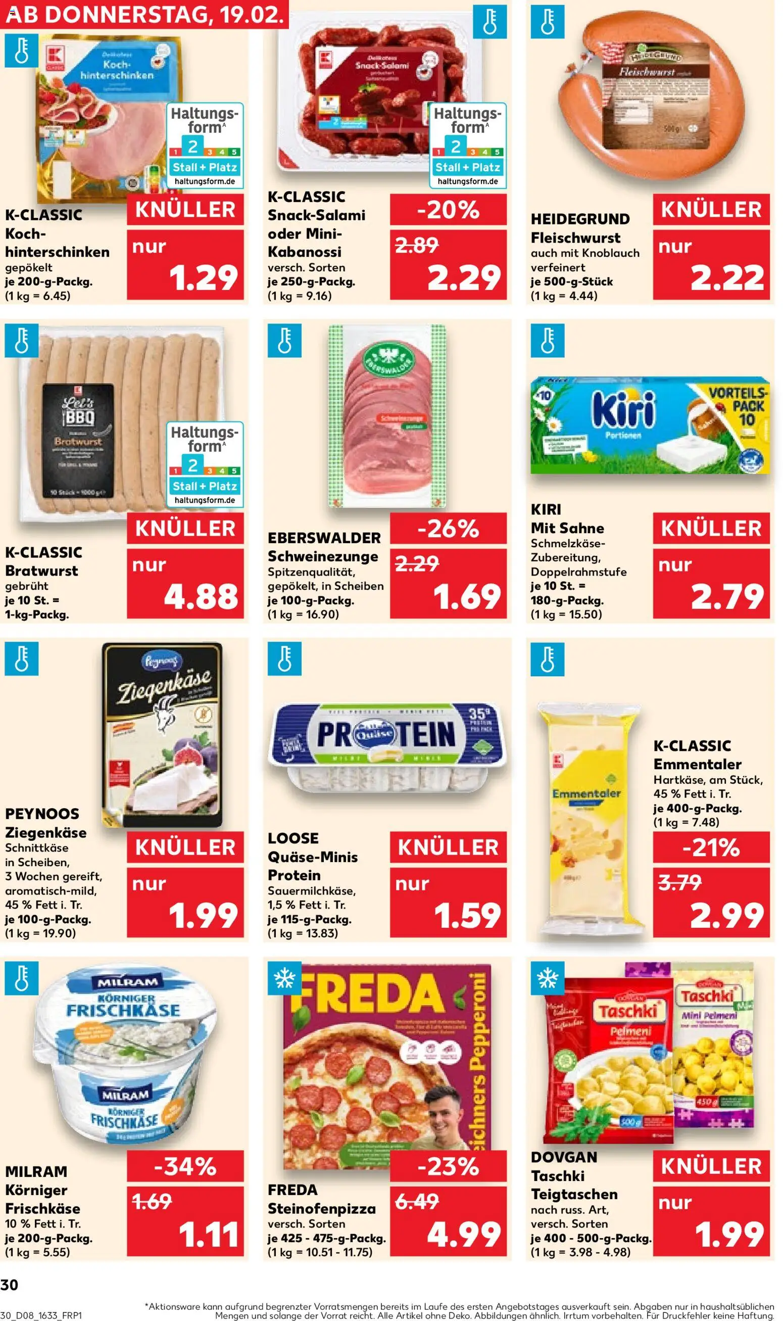 Kaufland Prospekt 	 – gültig ab 19.02.2026 | Seite: 30 | Produkte: Quark, Bratwurst, Milram, Salami