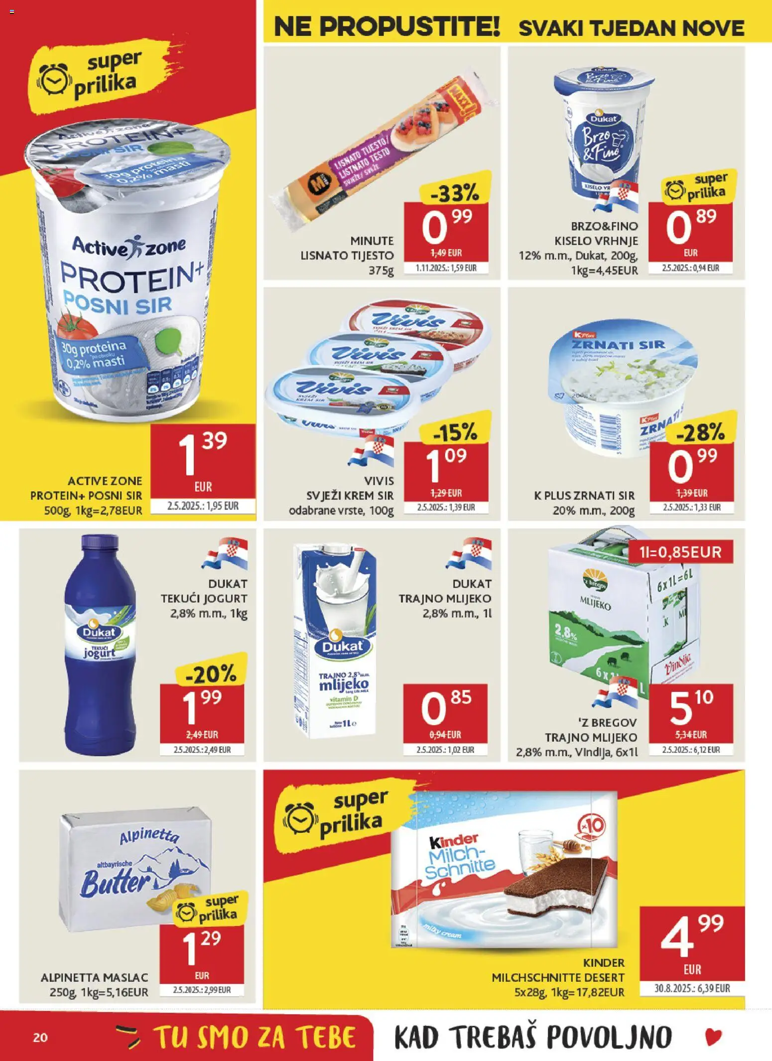 Konzum katalog | vrijedi od 25.02.2026 | Stranica: 20 | Proizvodi: Vindija, Mlijeko, Maslac, Jogurt