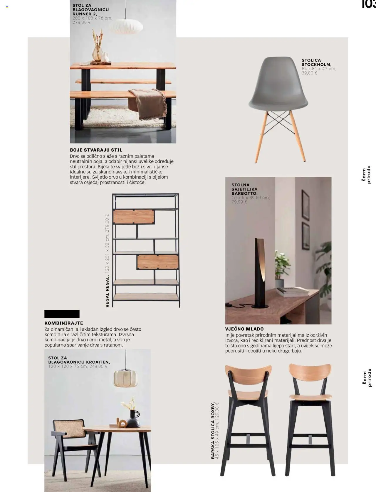 Lesnina katalog | vrijedi od 10.04.2025 | Stranica: 103 | Proizvodi: Stol, Stolica, Svjetiljka, Regal