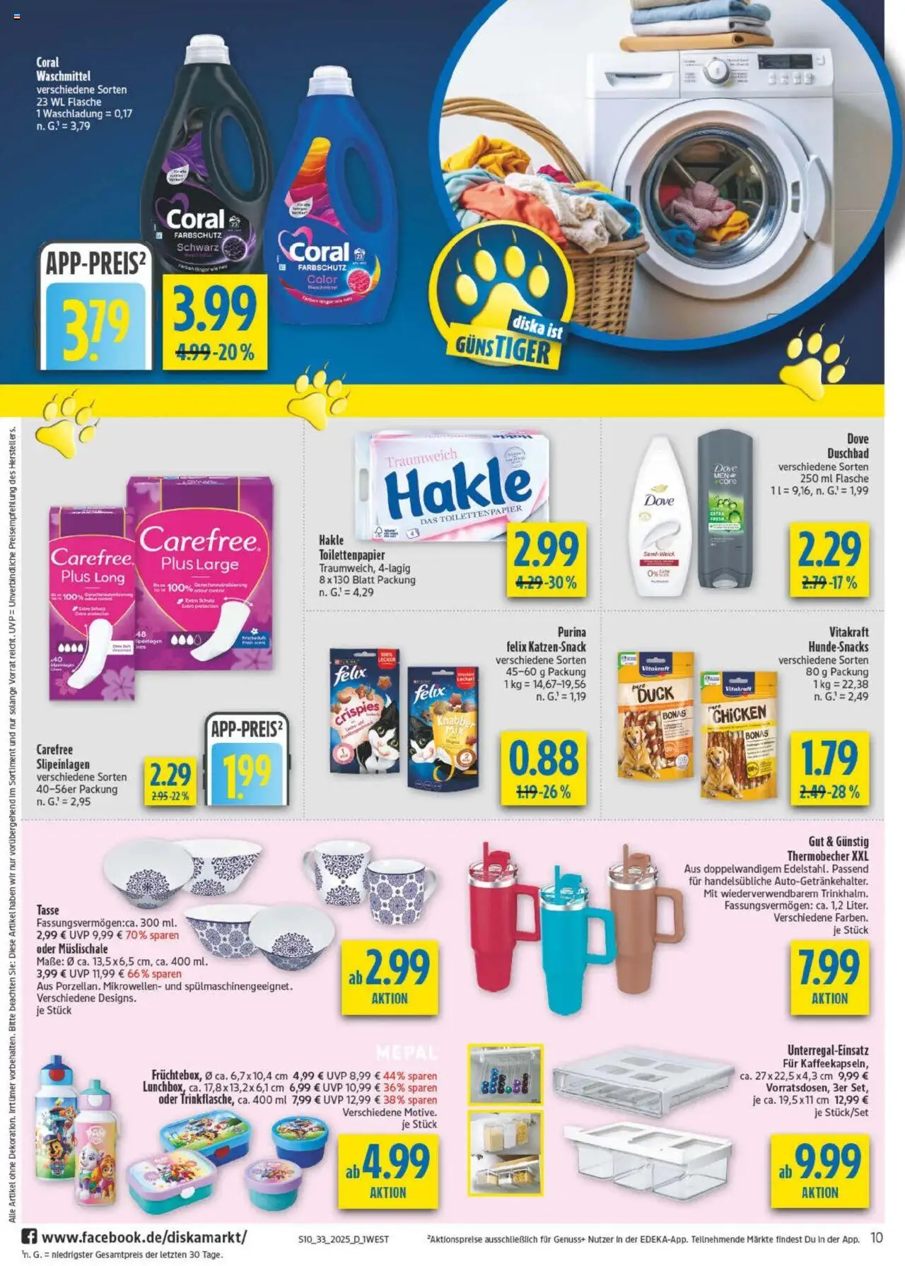 Diska - Bayern - gültig ab dem 11.08.2025 | Seite: 10 | Produkte: Coral, Coral waschmittel, Waschmittel, Toilettenpapier