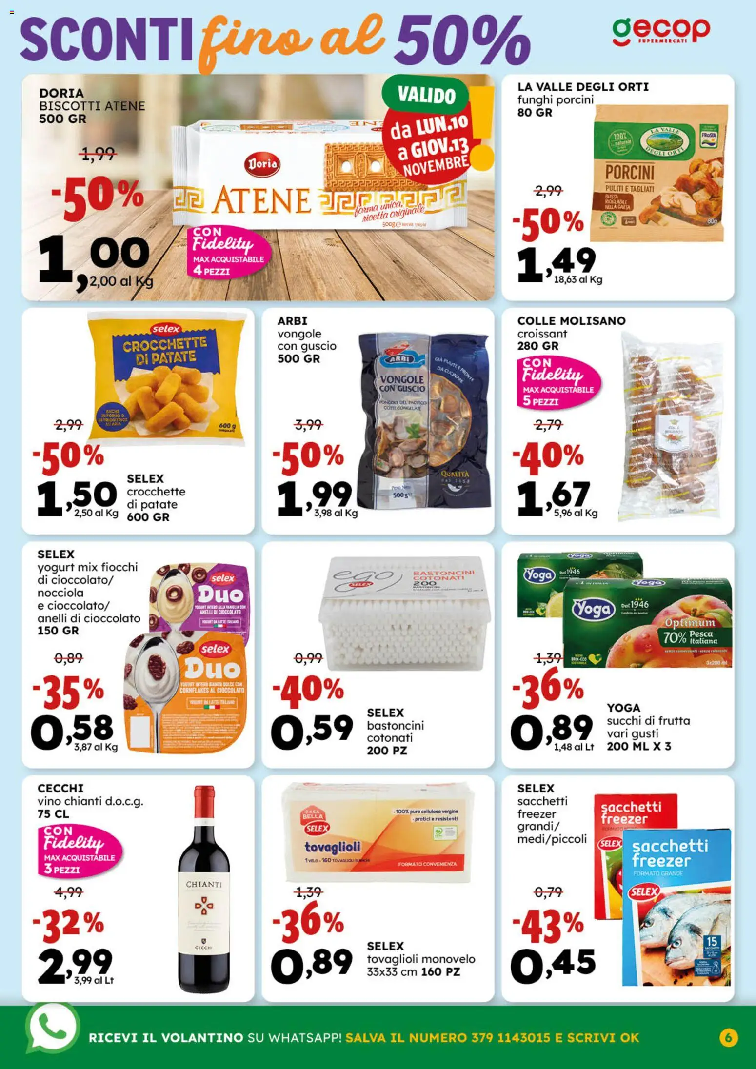 Volantino GECOP del 03.11.2025 | Pagina: 6 | Prodotti: Cioccolato, Patate, Vino, Funghi