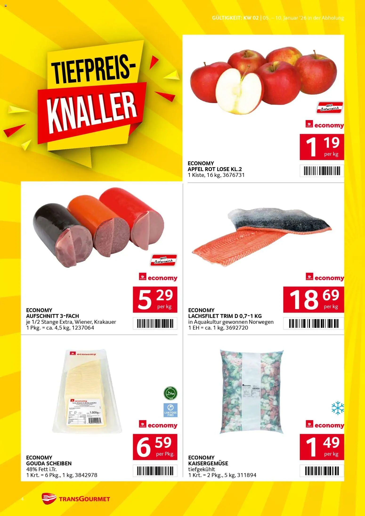 Transgourmet Flugblatt gültig ab 05.01.2026 | Seite: 4 | Produkte: Äpfel