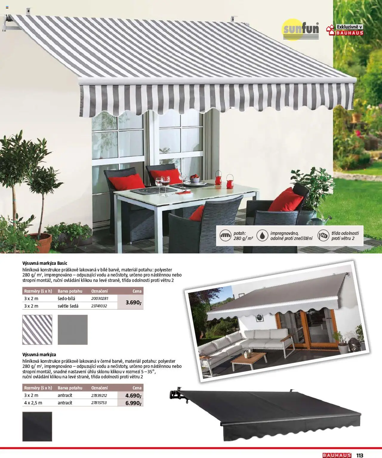 Bauhaus katalog Zahradní nábytek od 01.04.2025 | Strana: 113 | Produkty: Markýza
