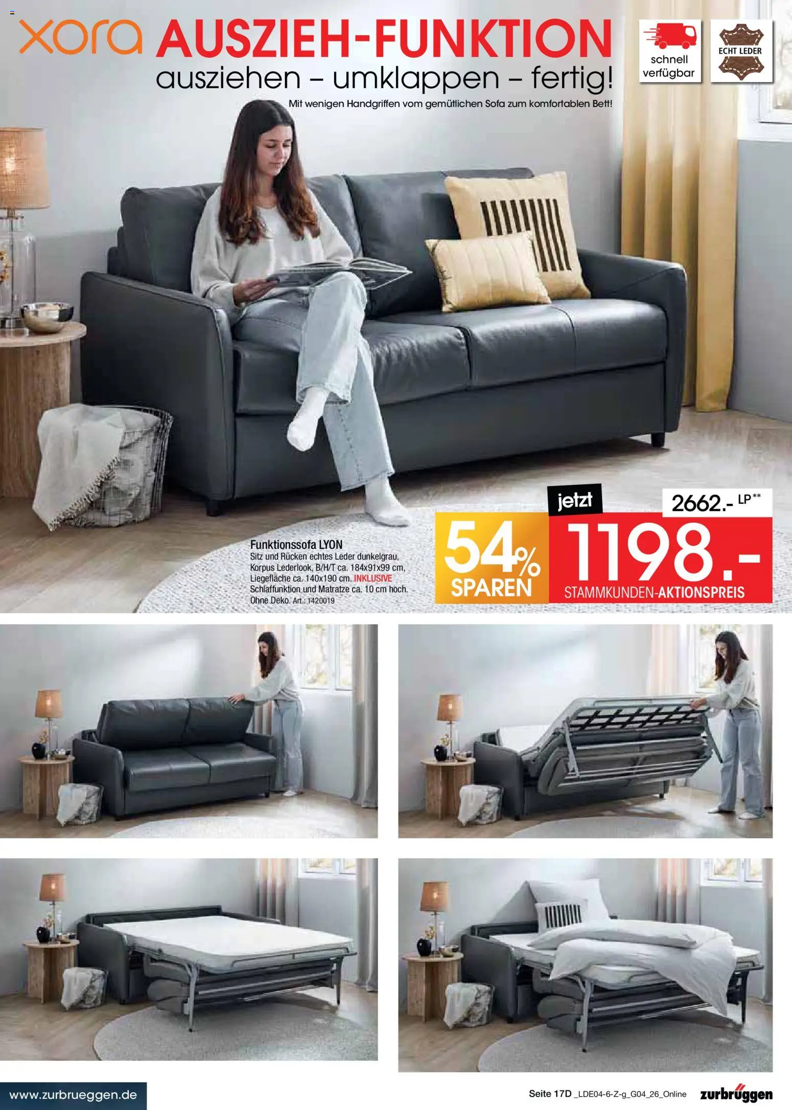 Zurbrüggen Italienische Wochen – gültig ab 11.04.2026 | Seite: 39 | Produkte: Bett, Matratze, Sofa