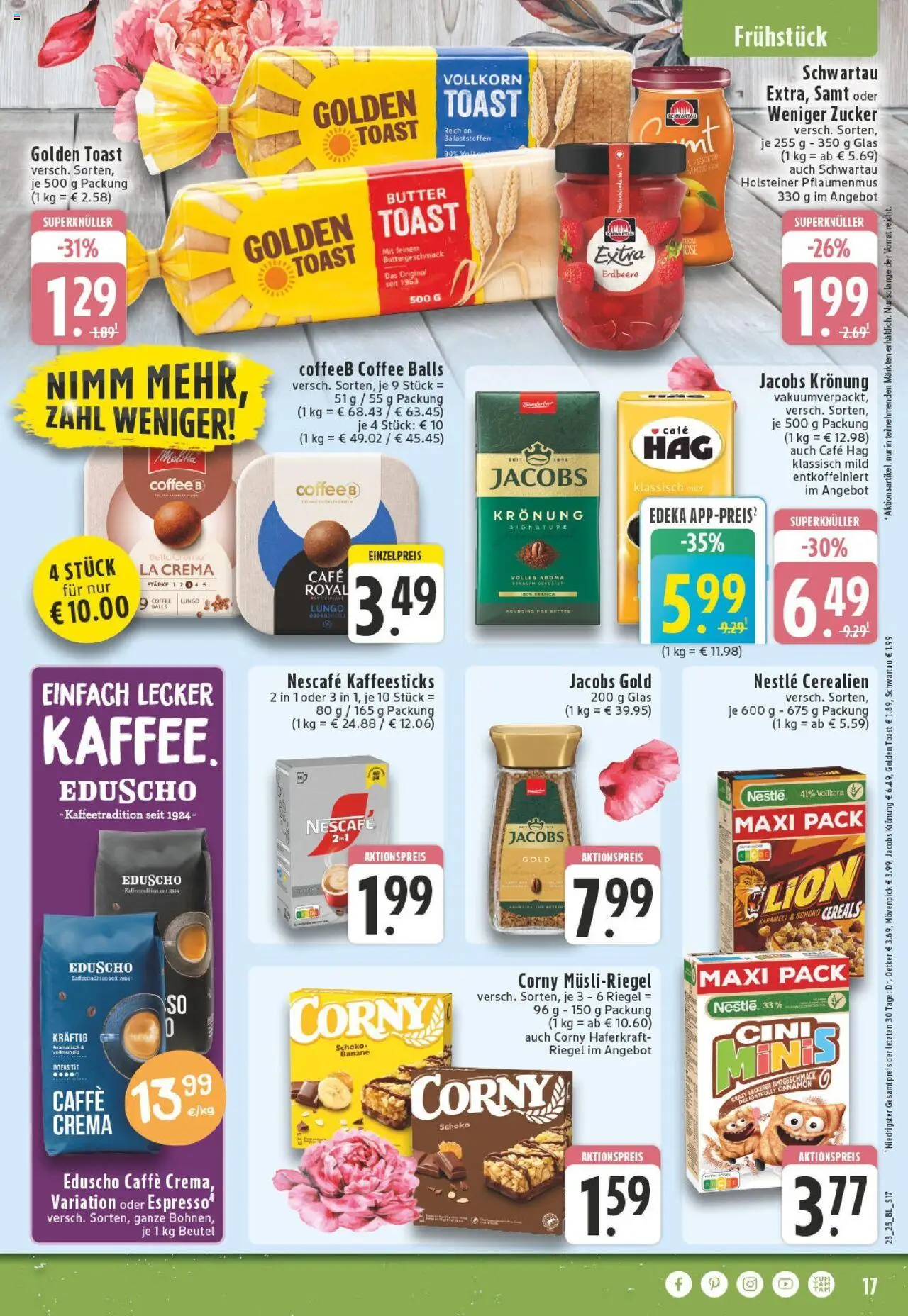 Edeka prospekt Düsseldorf	 - gültig ab dem 01.06.2025 | Seite: 17 | Produkte: Nescafe, Kaffee, Toast, Zucker
