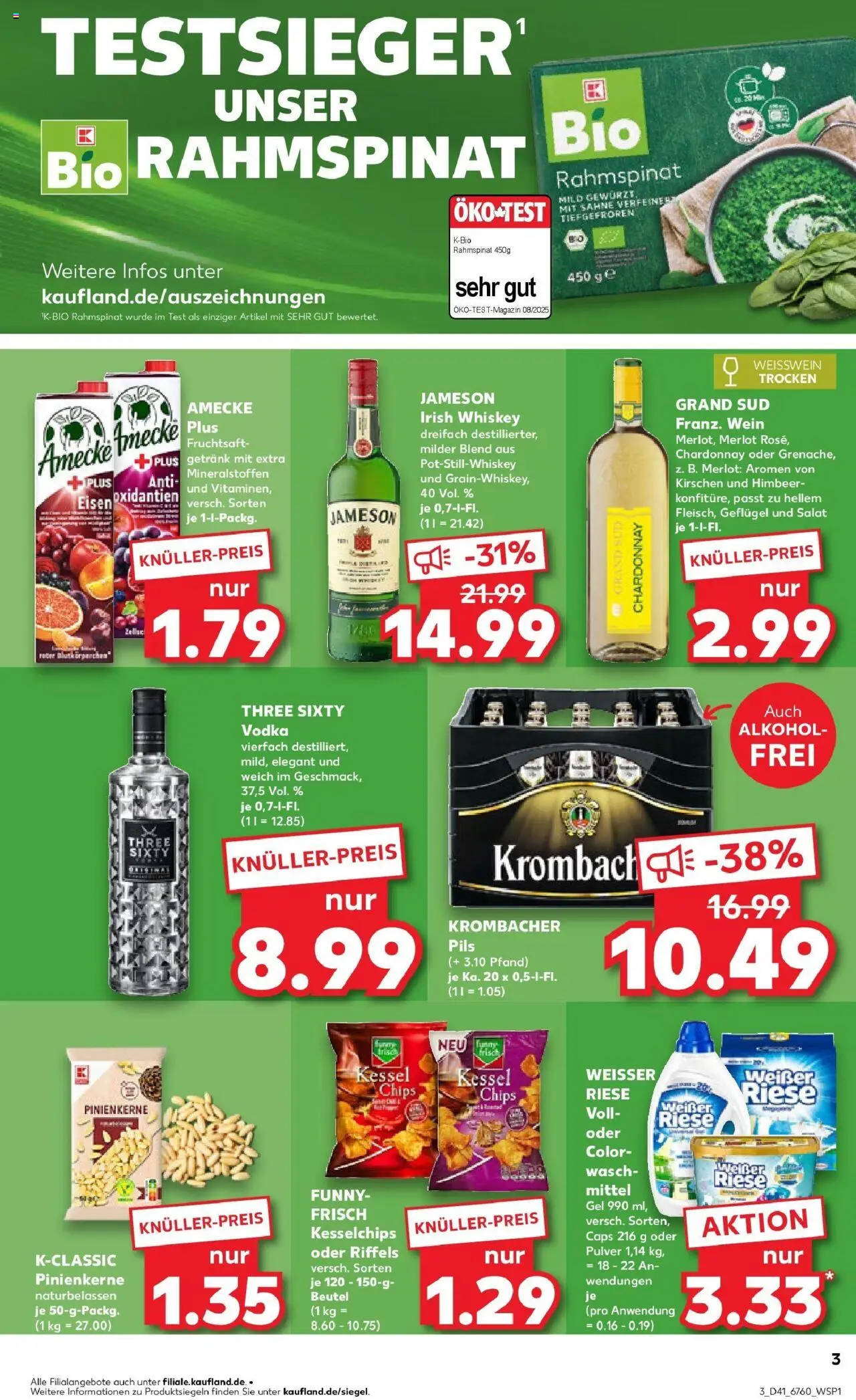 Kaufland prospekt Naila	 – gültig ab 13.10.2025 | Seite: 3 | Produkte: Pils, Jameson, Wein, Vodka