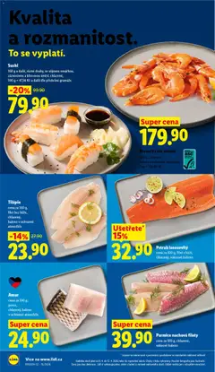 Náhled letáku Lidl leták od 09.04.2026 | Strana: 10 | Produkty: Sushi, Pstruh, Filet, Krevety