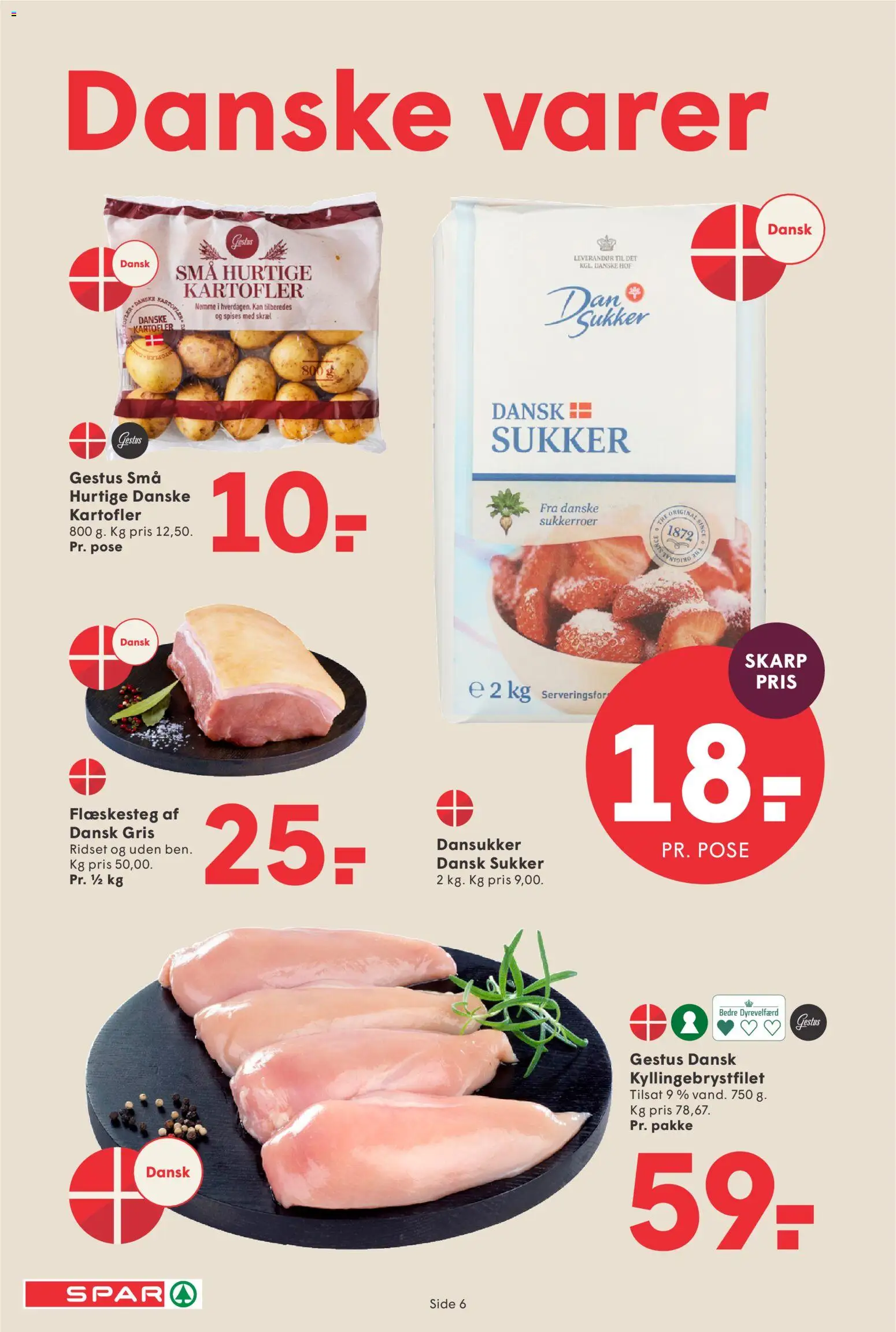 Spar tilbudsavis – gyldig fra 16.01.2026 | Side: 6 | Produkter: Kartofler, Flæskesteg, Sukker