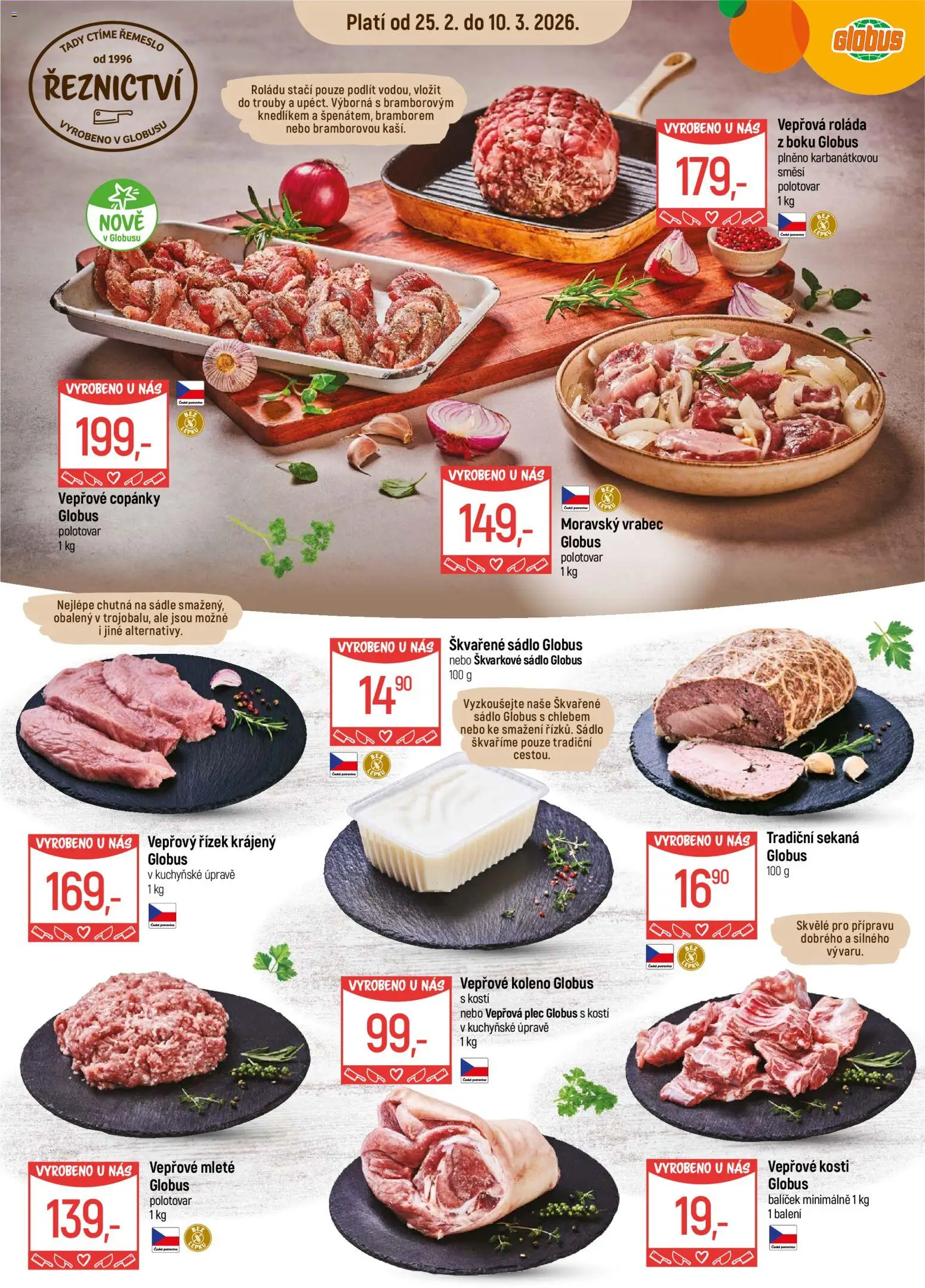 Globus leták - Havířov od 25.02.2026 | Strana: 11 | Produkty: Sádlo, Vepřové koleno, Globus, Sekaná