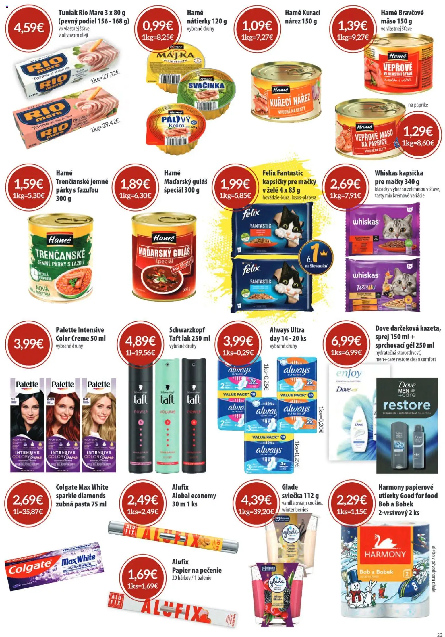 Nové Sintra akcie – leták je platný od 06.11.2025 | Strana: 22 | Produkty: Felix, Rio Mare, Zubná pasta, Krém