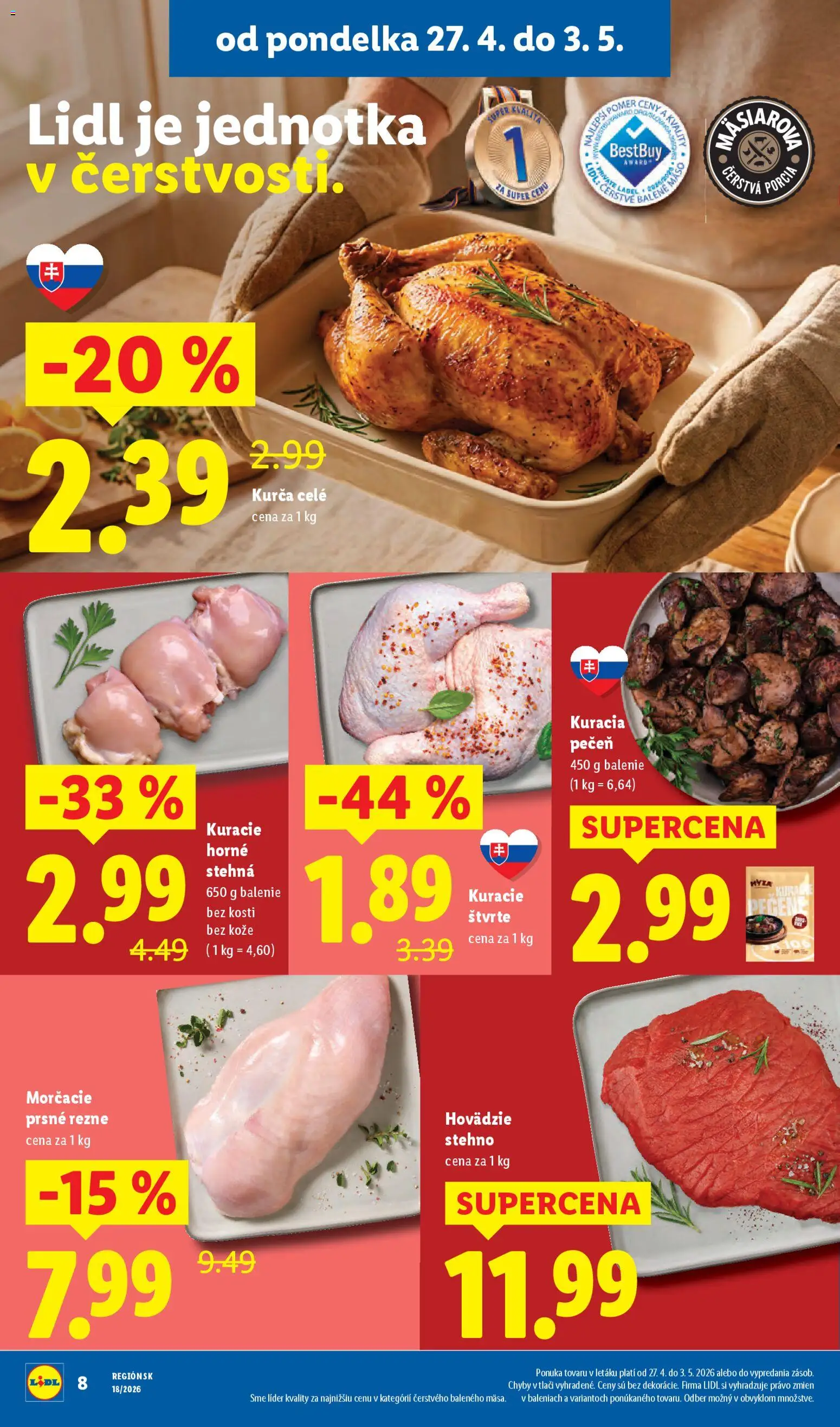 Nové Lidl akcie – leták je platný od 27.04.2026 | Strana: 10 | Produkty: Kurča