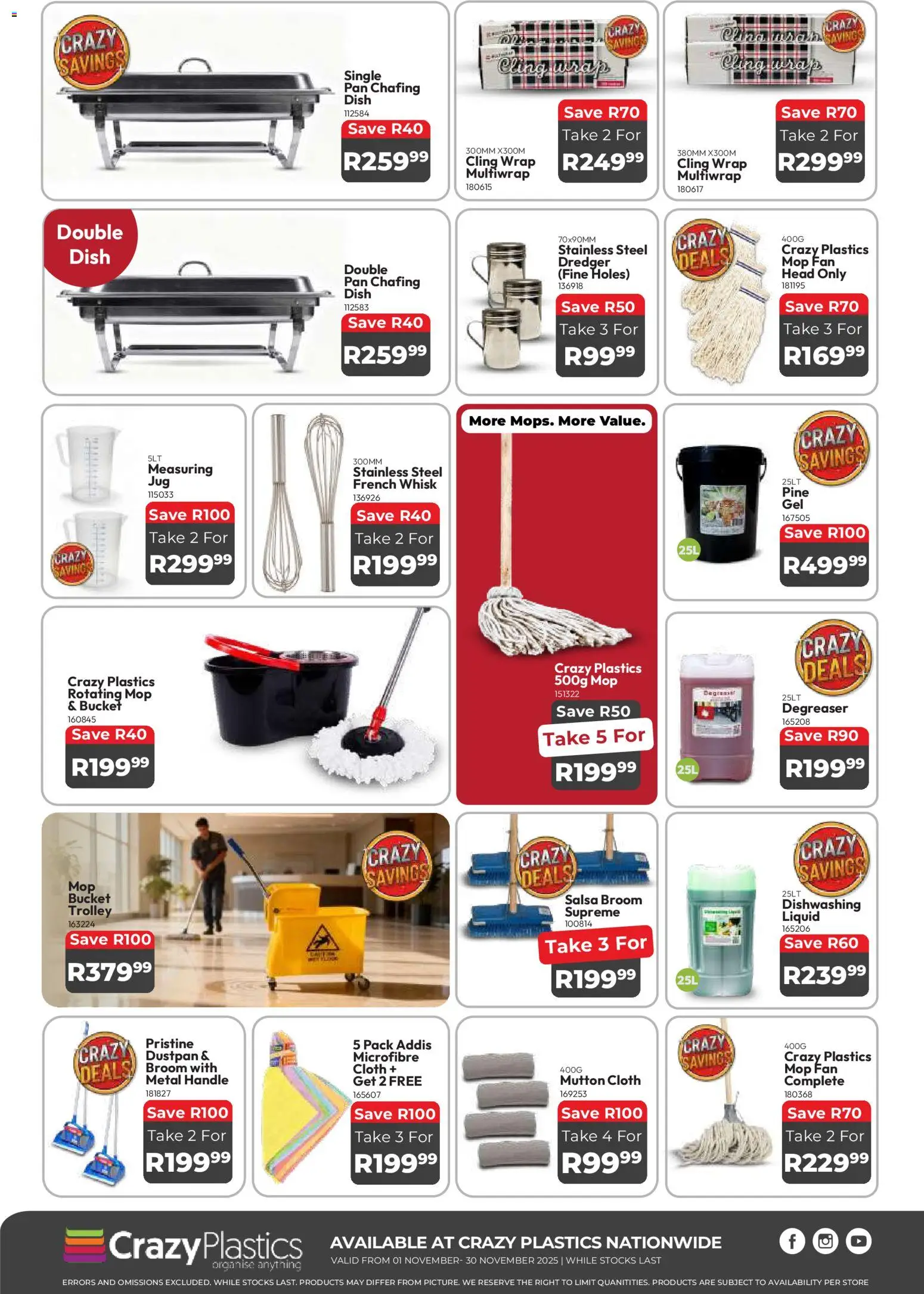 New Crazy Plastics catalogue – valid from 01.11.2025 | Page: 2 | Products: Broom, Mop, Degreaser, Dishwashing liquid
