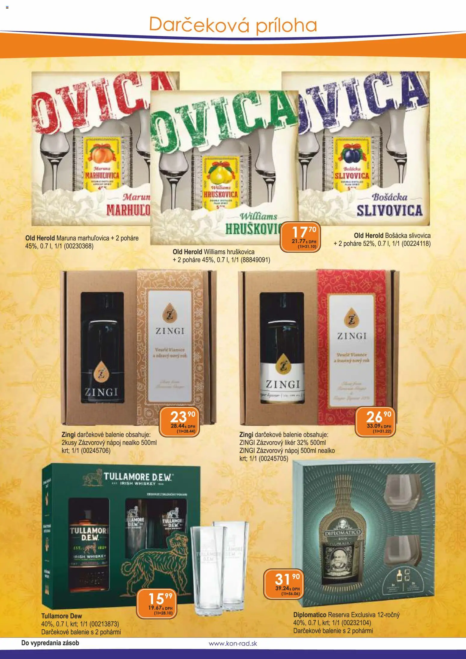 Nové KON - RAD akcie – leták je platný od 01.12.2025 | Strana: 6 | Produkty: Diplomatico, Bošácka slivovica, Slivovica, Tullamore Dew