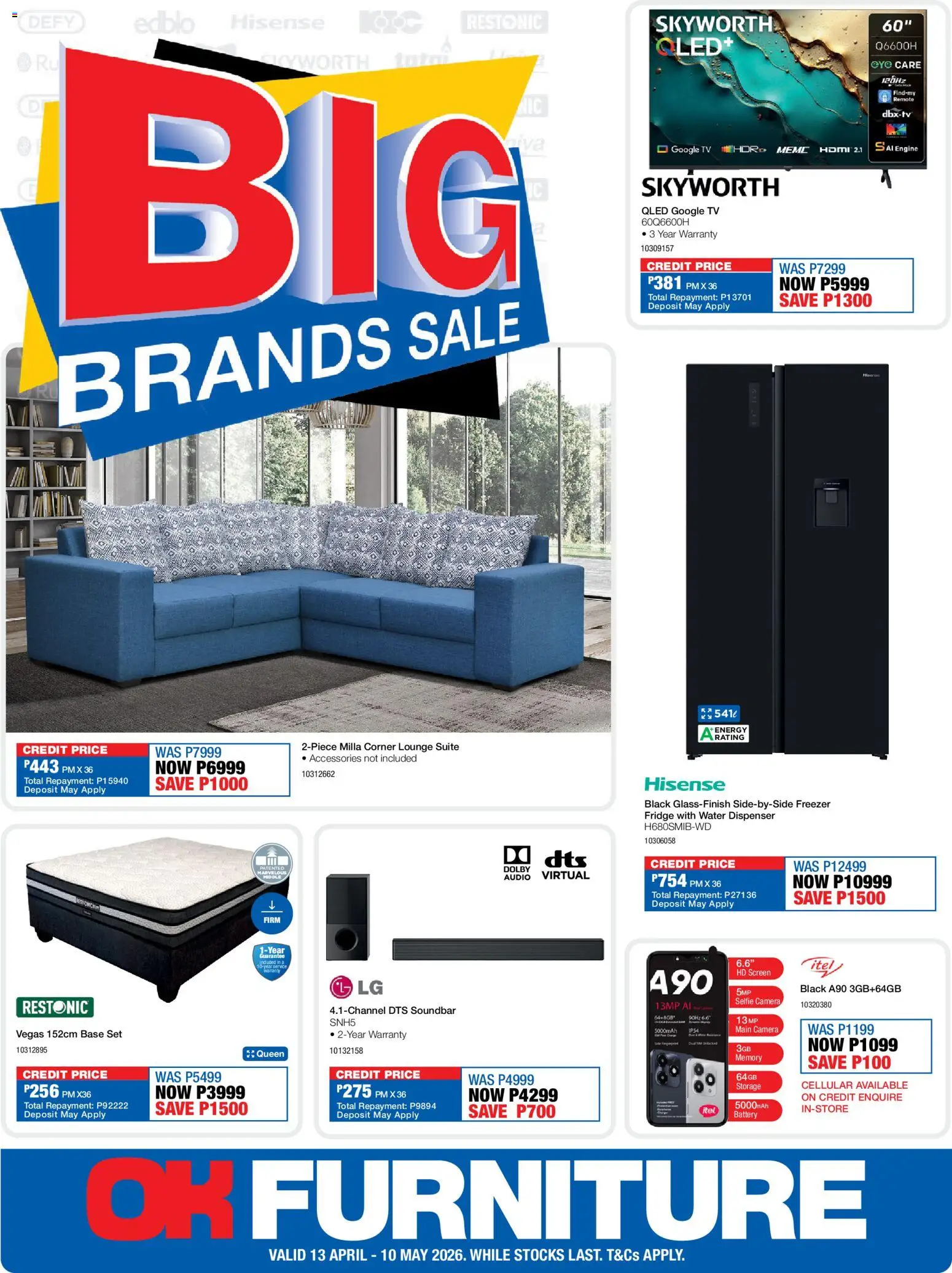 New OK Furniture catalogue – valid from 13.04.2026 | Page: 1 | Products: TV, Battery, Fridge, Remote