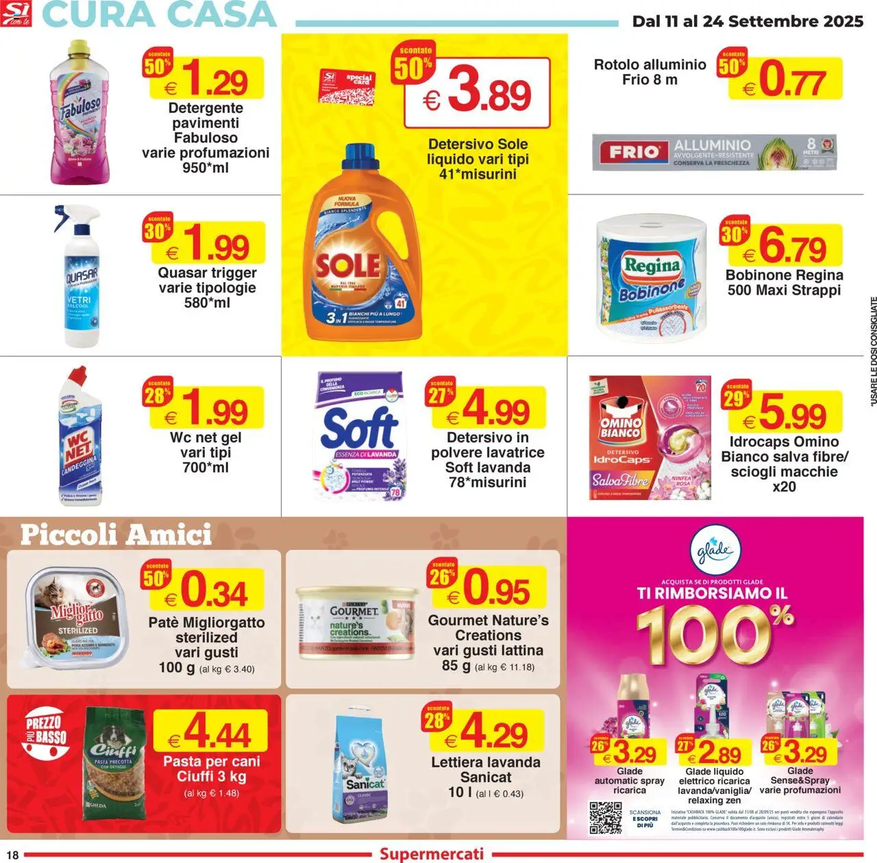 Volantino Sì con Te del 11.09.2025 | Pagina: 18 | Prodotti: Paté, Detergente, Candeggina, WC