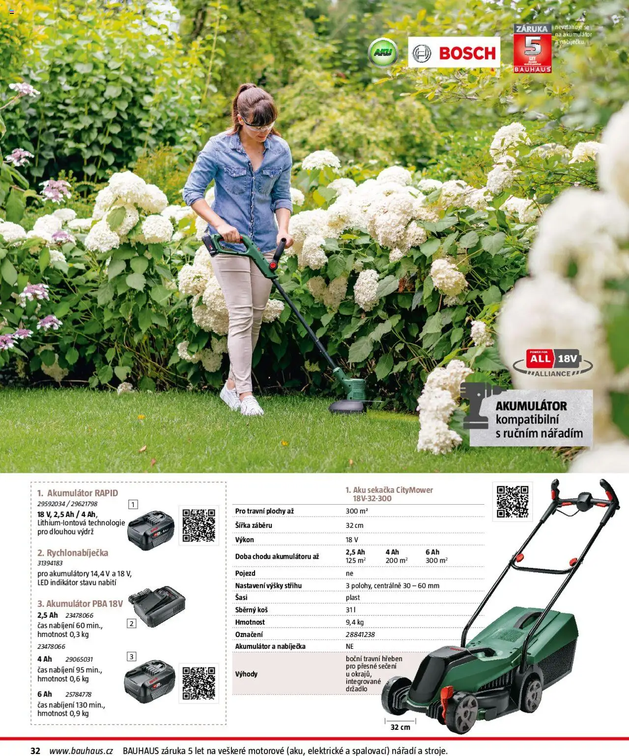 Bauhaus katalog Zahradní technika od 01.04.2025 | Strana: 32 | Produkty: Sekačka, Koš, LED, Hřeben