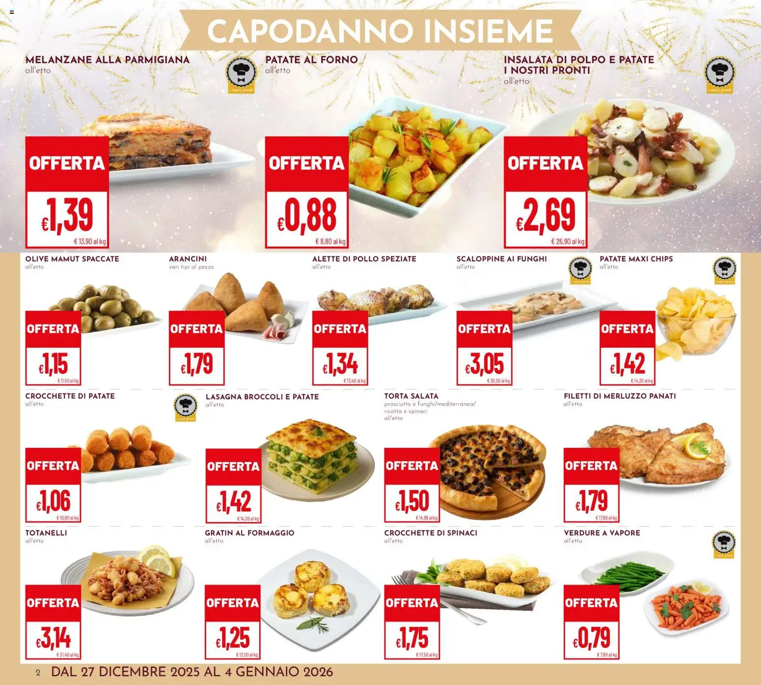 Volantino Pan del 27.12.2025 | Pagina: 2 | Prodotti: Pollo, Formaggio, Lasagna, Funghi
