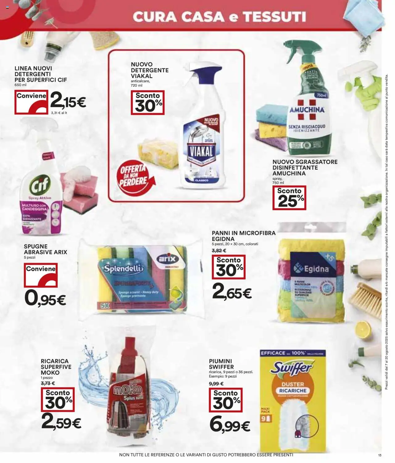 Volantino COOP del 07.08.2025 | Pagina: 13 | Prodotti: Detergente, Candeggina, Sgrassatore, Data