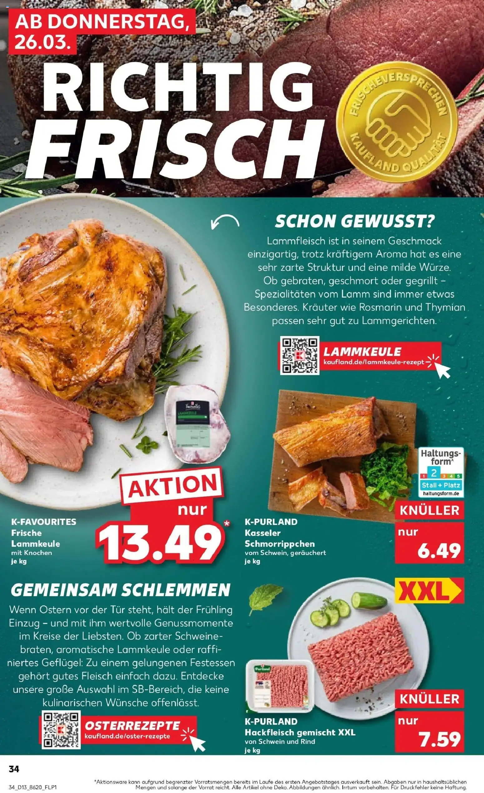 Kaufland Prospekt Mayen	 – gültig ab 26.03.2026 | Seite: 34 | Produkte: Lammkeule, Tür, Fleisch, Hackfleisch