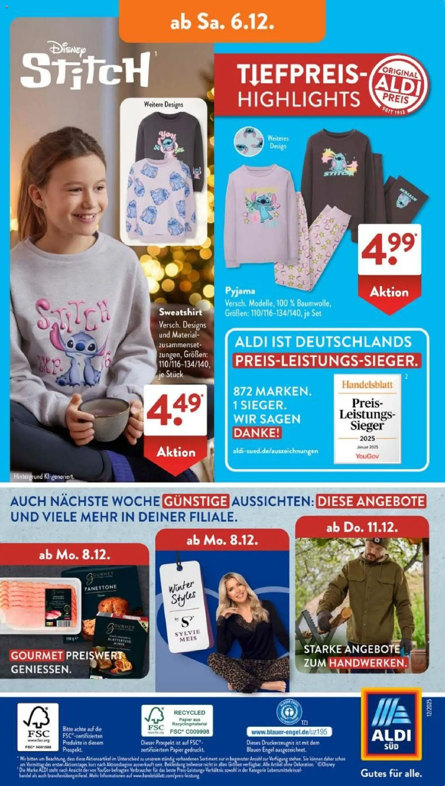 Aldi Süd Prospekt 	 – gültig ab 01.12.2025 | Seite: 23 | Produkte: Sweatshirt, Bekleidung, Pyjama