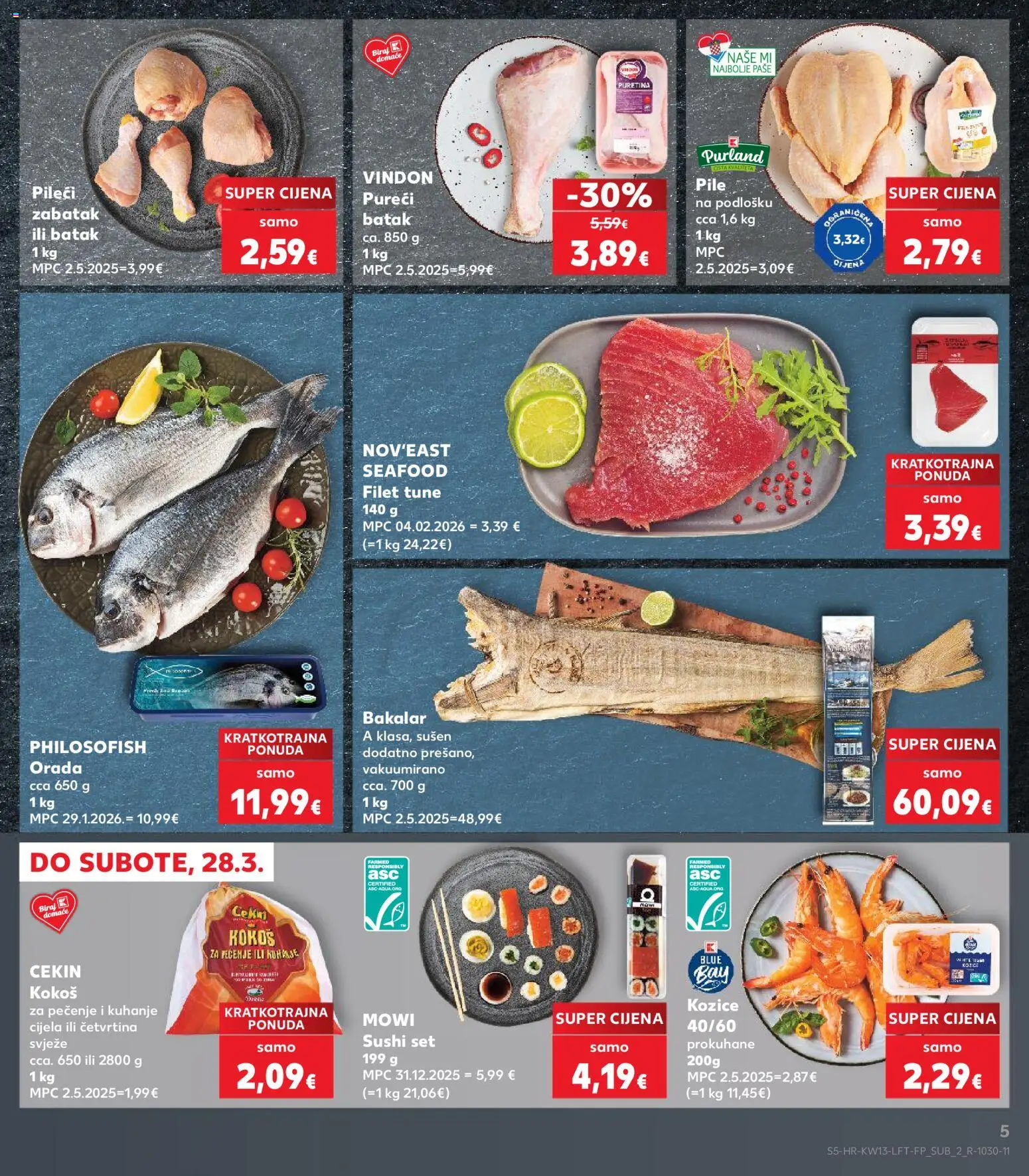 Kaufland katalog | vrijedi od 25.03.2026 | Stranica: 5 | Proizvodi: Sushi, Bakalar, Tuna, Kozice
