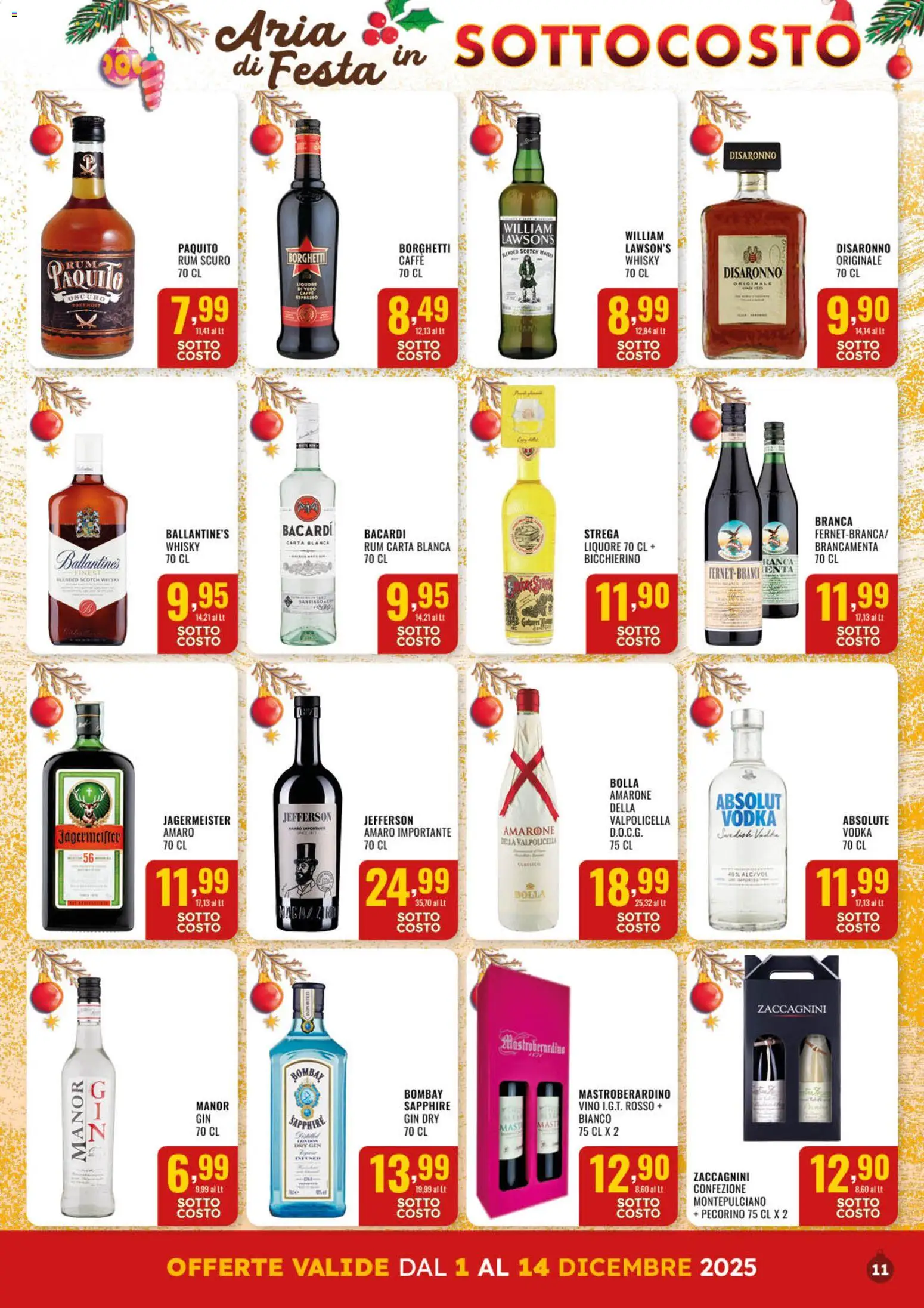 Volantino GECOP del 01.12.2025 | Pagina: 11 | Prodotti: Vodka, Whisky, Rum, Pecorino