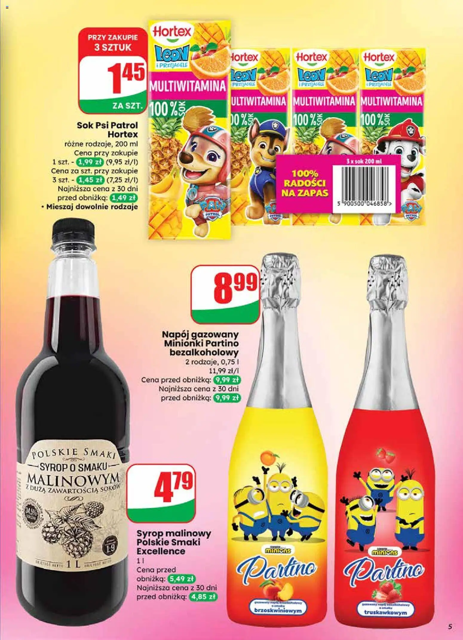 Dino Gazetka od 19.11.2025 | Strona: 5 | Produkty: Syrop, Syrop malinowy, Sok