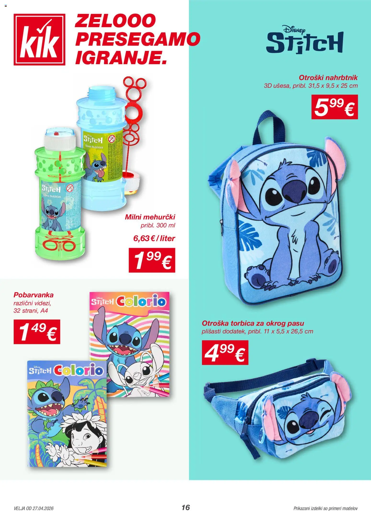 Novi Kik katalog ponudbe – veljaven od 27.04.2026 | Stran: 16 | Izdelki: Torbica, Nahrbtnik