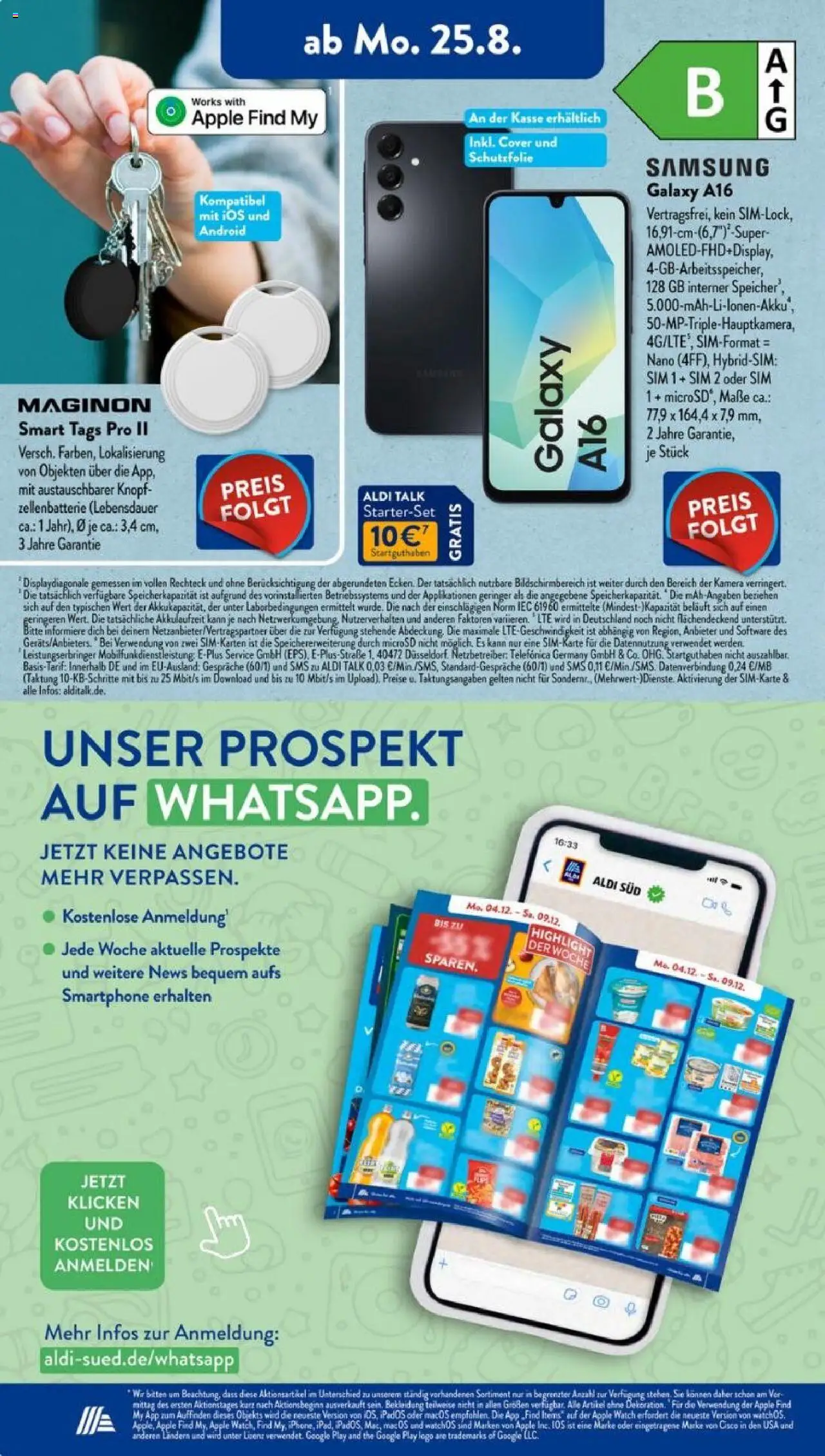 Aldi Süd Prospekt 	 - gültig ab dem 25.08.2025 | Seite: 8 | Produkte: Kamera, Samsung, Bekleidung, Smartphone