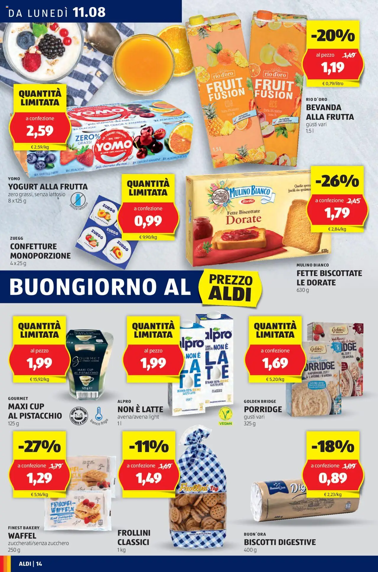 Volantino Aldi del 11.08.2025 | Pagina: 14 | Prodotti: Yogurt, Fragole, Frutta, Olio
