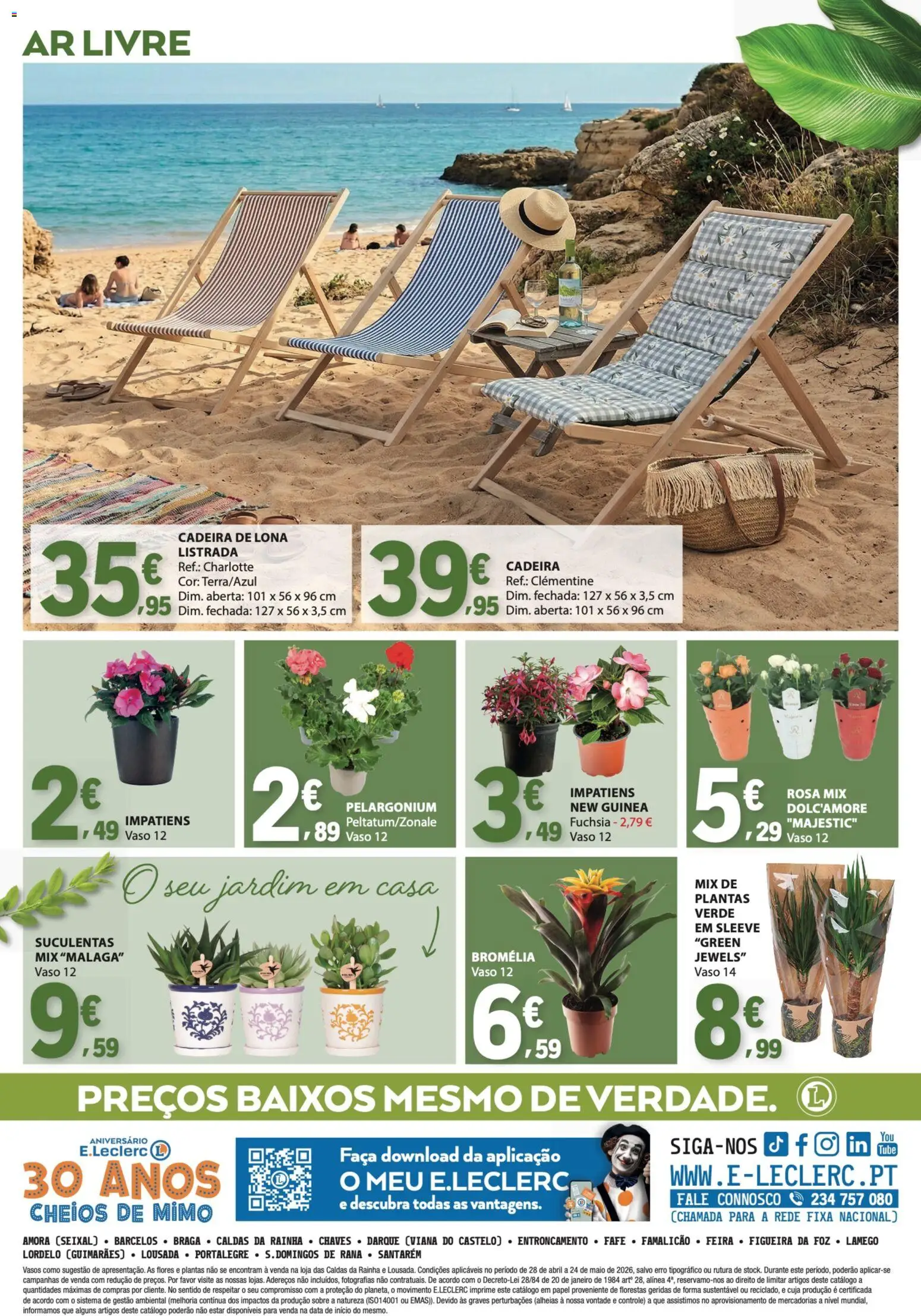 E.Leclerc Especial Ar Livre │ válido de 28.04.2026 | Página: 32 | Produtos: Faca, Flores, Cadeira, Vaso