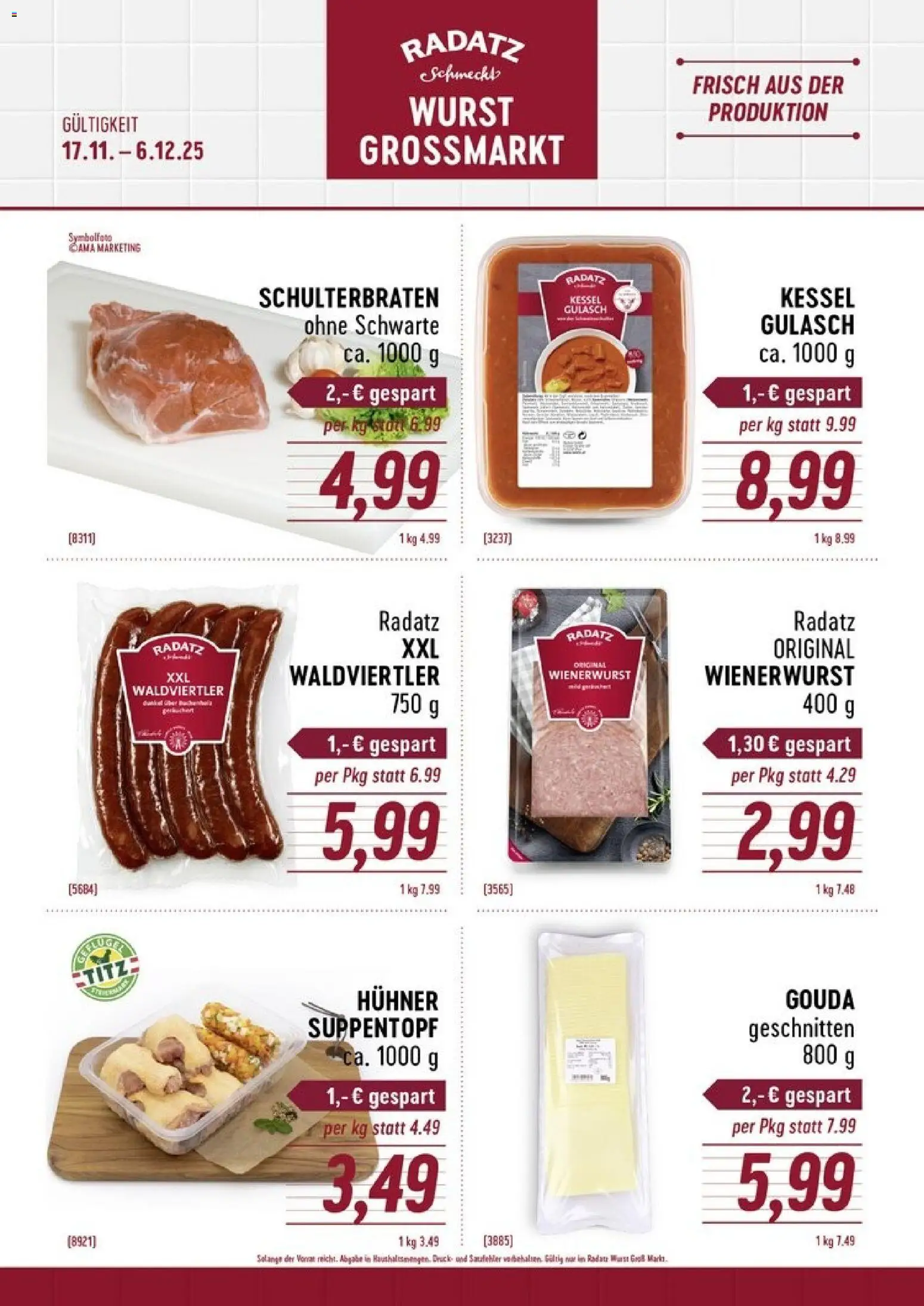 Radatz - Flugblatt gültig ab 17.11.2025 | Seite: 1 | Produkte: Wurst