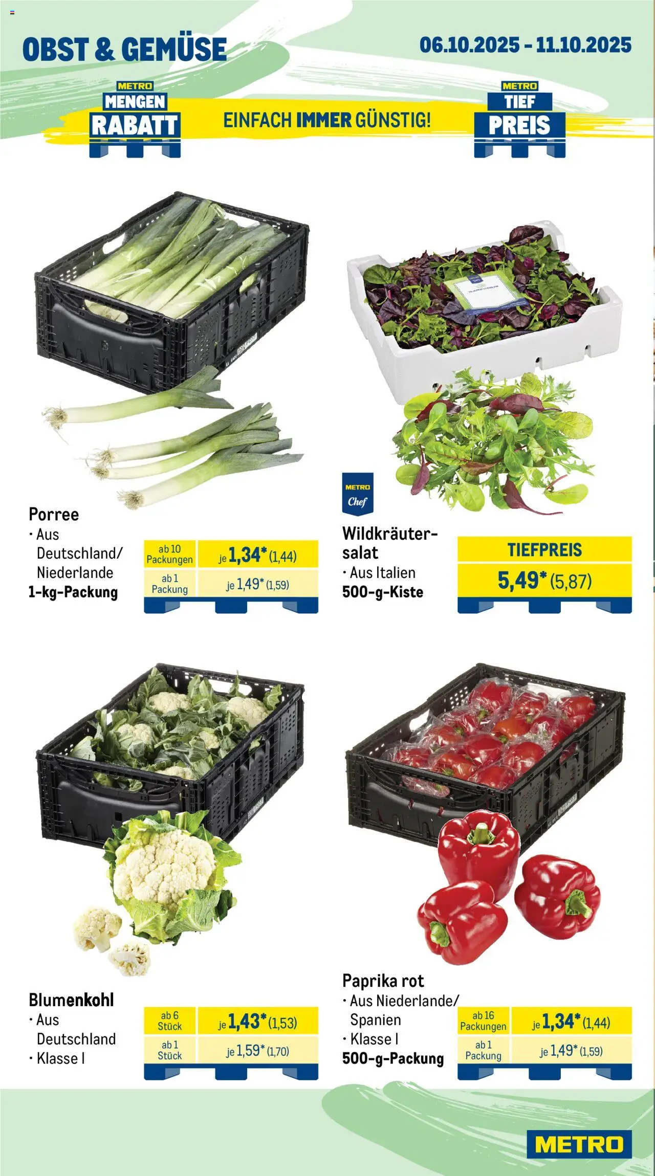 Metro Prospekt 	 – gültig ab 06.10.2025 | Seite: 8 | Produkte: Gemüse, Paprika, Obst, Salat