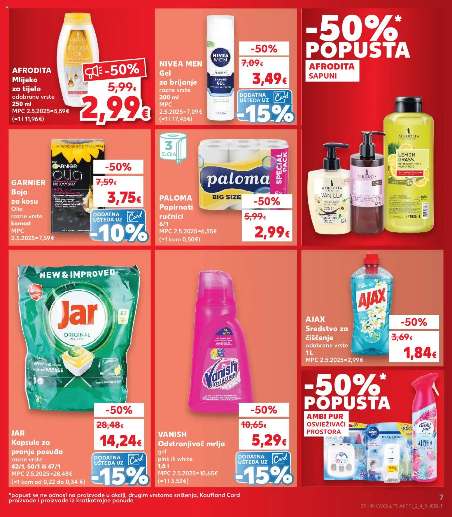 Kaufland katalog | vrijedi od 28.01.2026 | Stranica: 7 | Proizvodi: Odstranjivač mrlja, Papirnati ručnici, Jar, Ajax