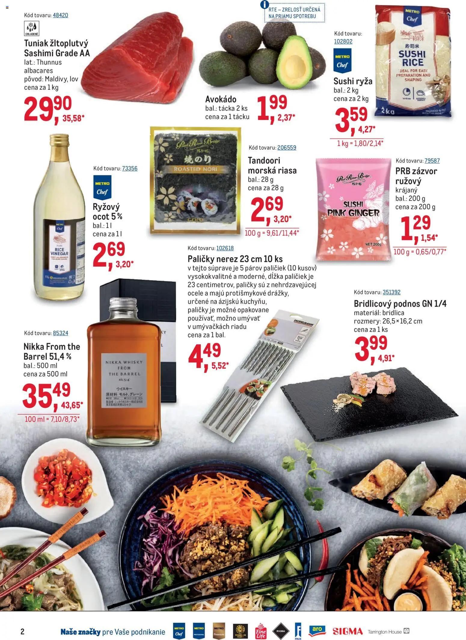 Nové Metro akcie – leták je platný od 25.02.2026 | Strana: 2 | Produkty: Zázvor, Tuniak, Ryža, Ocot