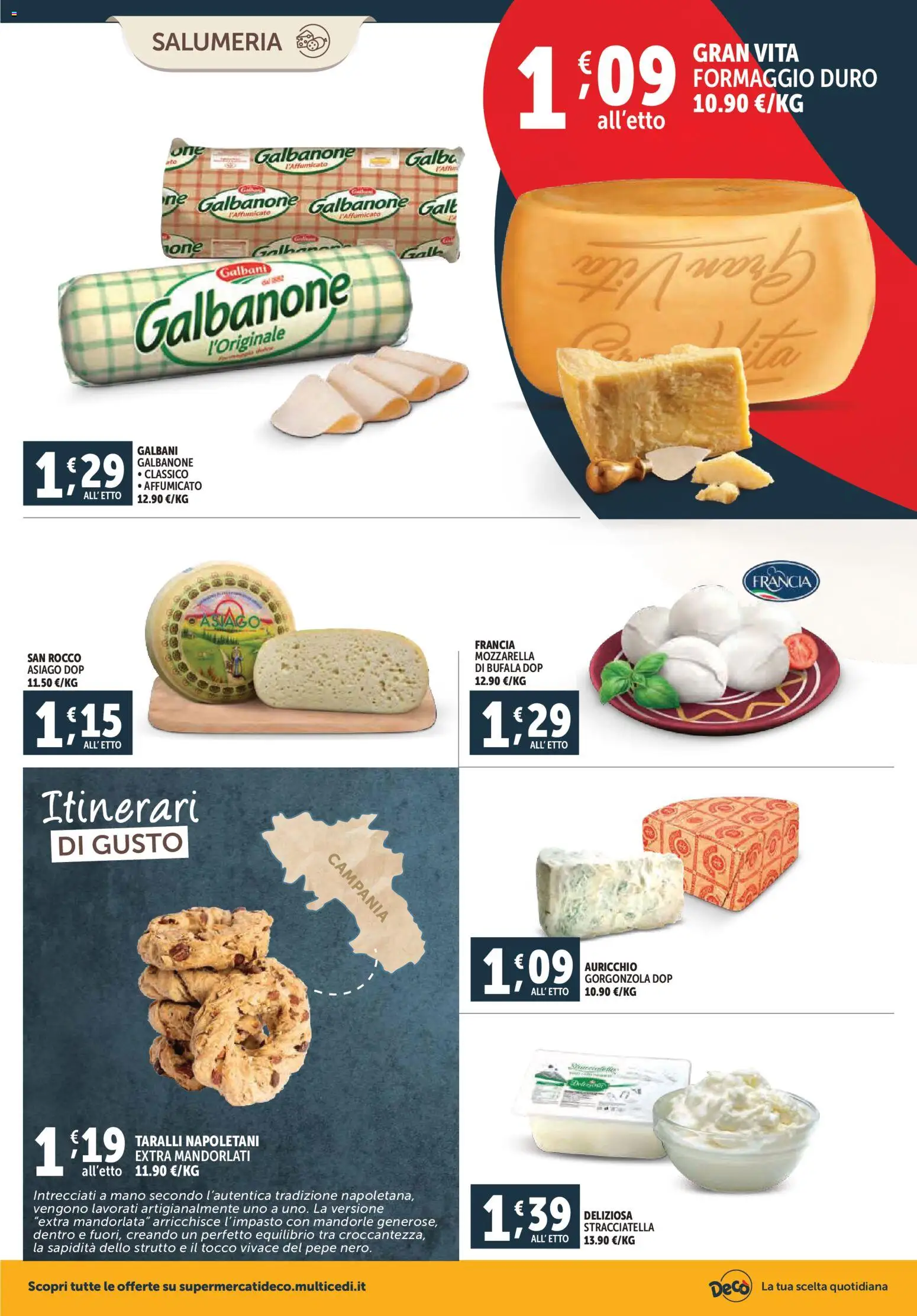 Volantino Decò del 28.10.2025 | Pagina: 2 | Prodotti: Mozzarella, Formaggio, Taralli, Stracciatella