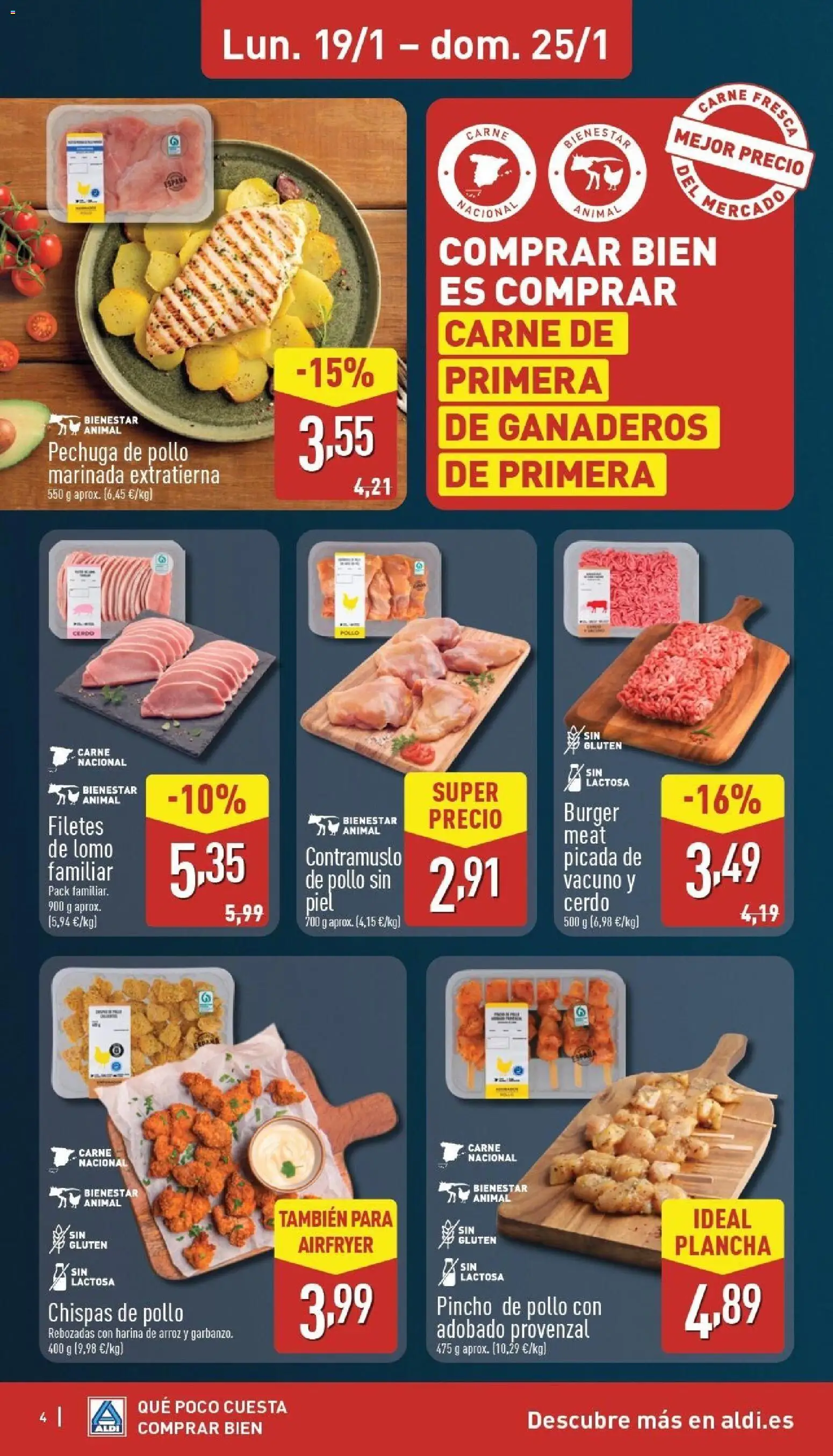 Aldi folleto Península │ válido desde el 19.01.2026 | Página: 4 | Productos: Cerdo, Arroz, Plancha, Nuggets