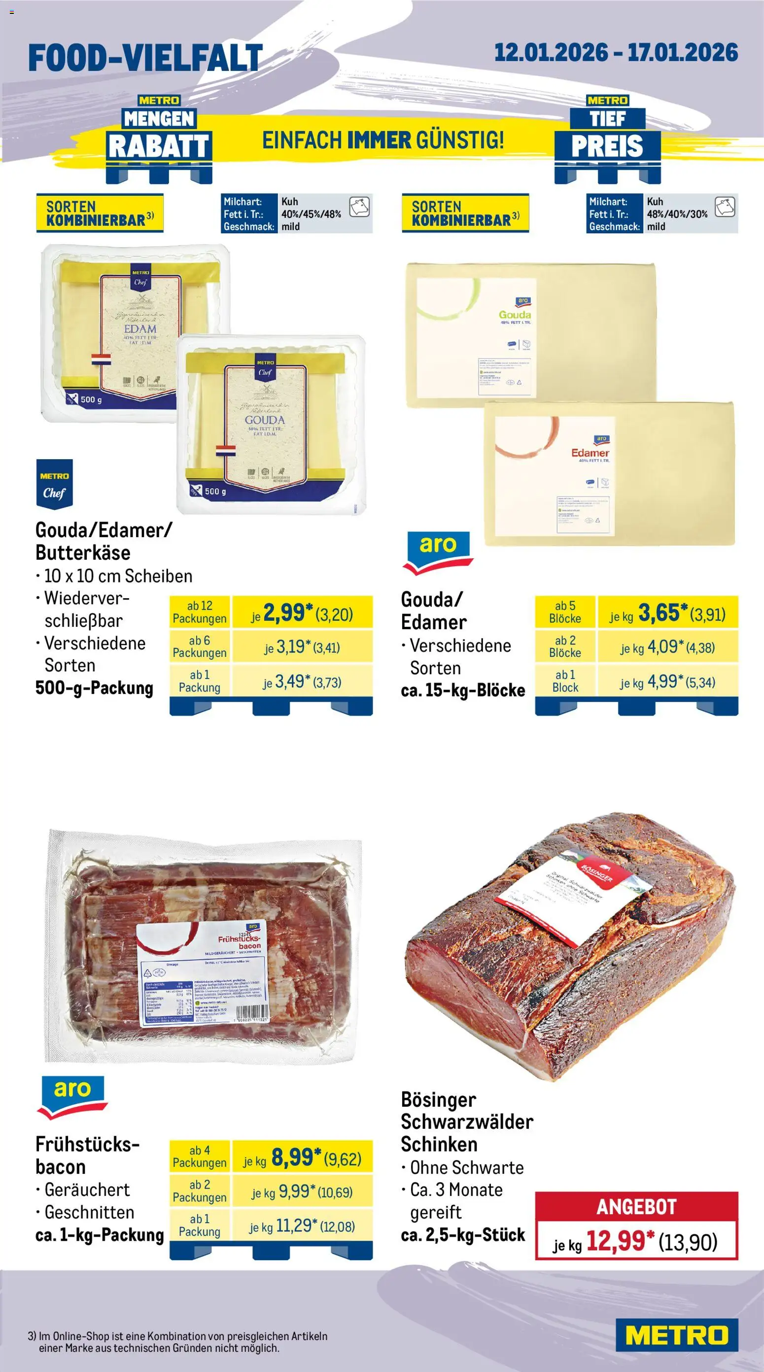 Metro  Wochen-Angebote Gastro – gültig ab 12.01.2026 | Seite: 11 | Produkte: Gouda, Edamer, Schinken