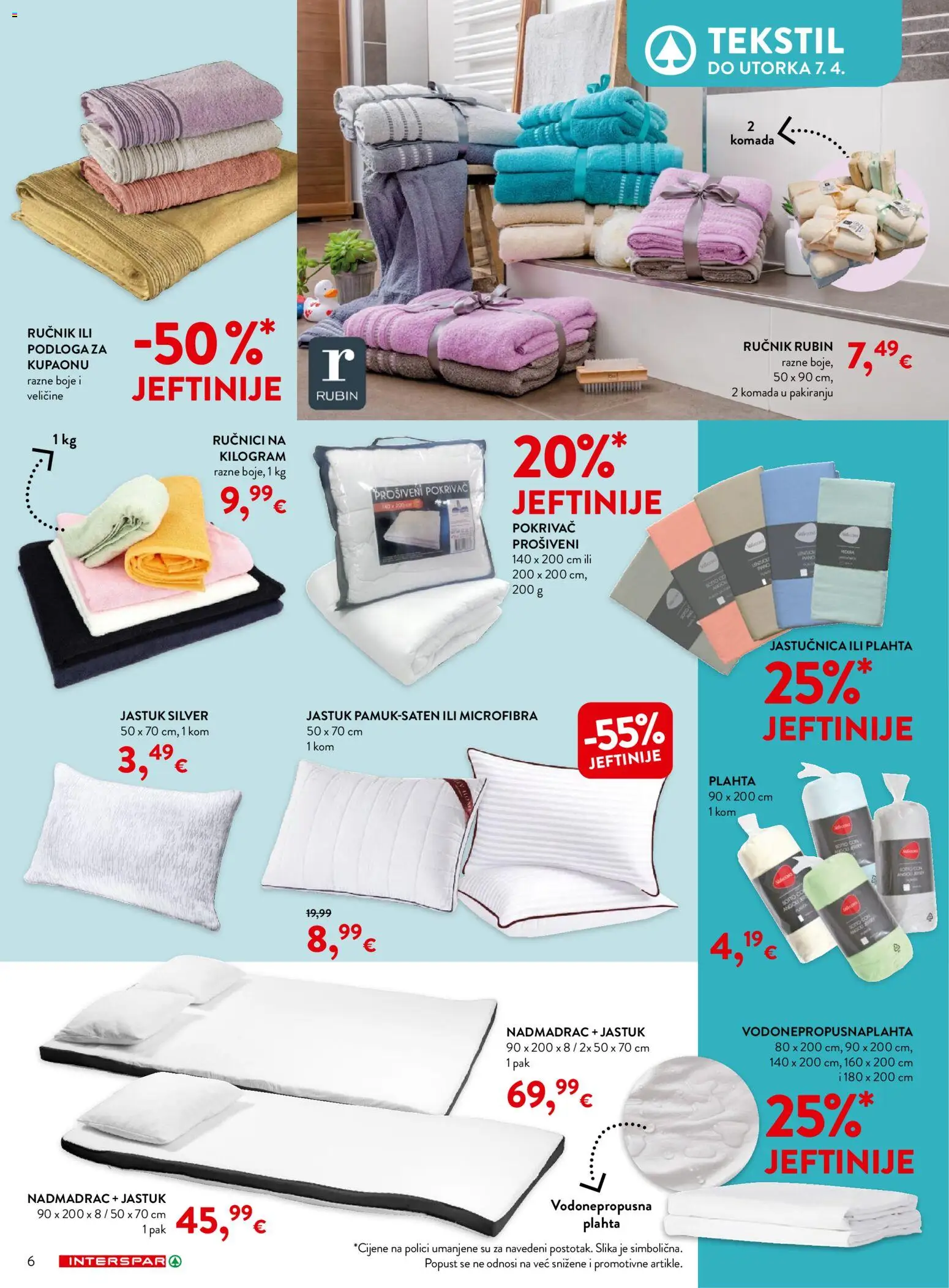Interspar katalog | vrijedi od 04.03.2026 | Stranica: 6 | Proizvodi: Jastuk, Ručnik, Plahta, Nadmadrac